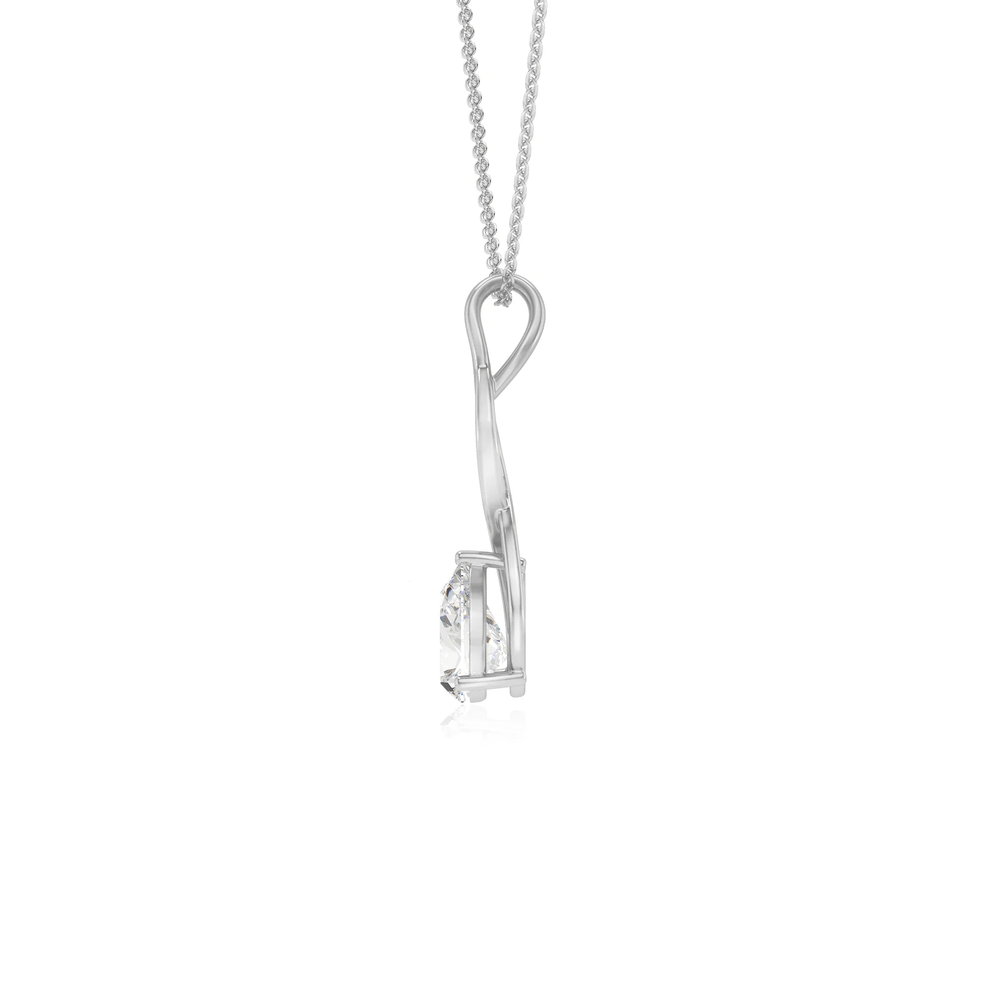 lab grown moissanite pear solitaire necklaces in platinum 