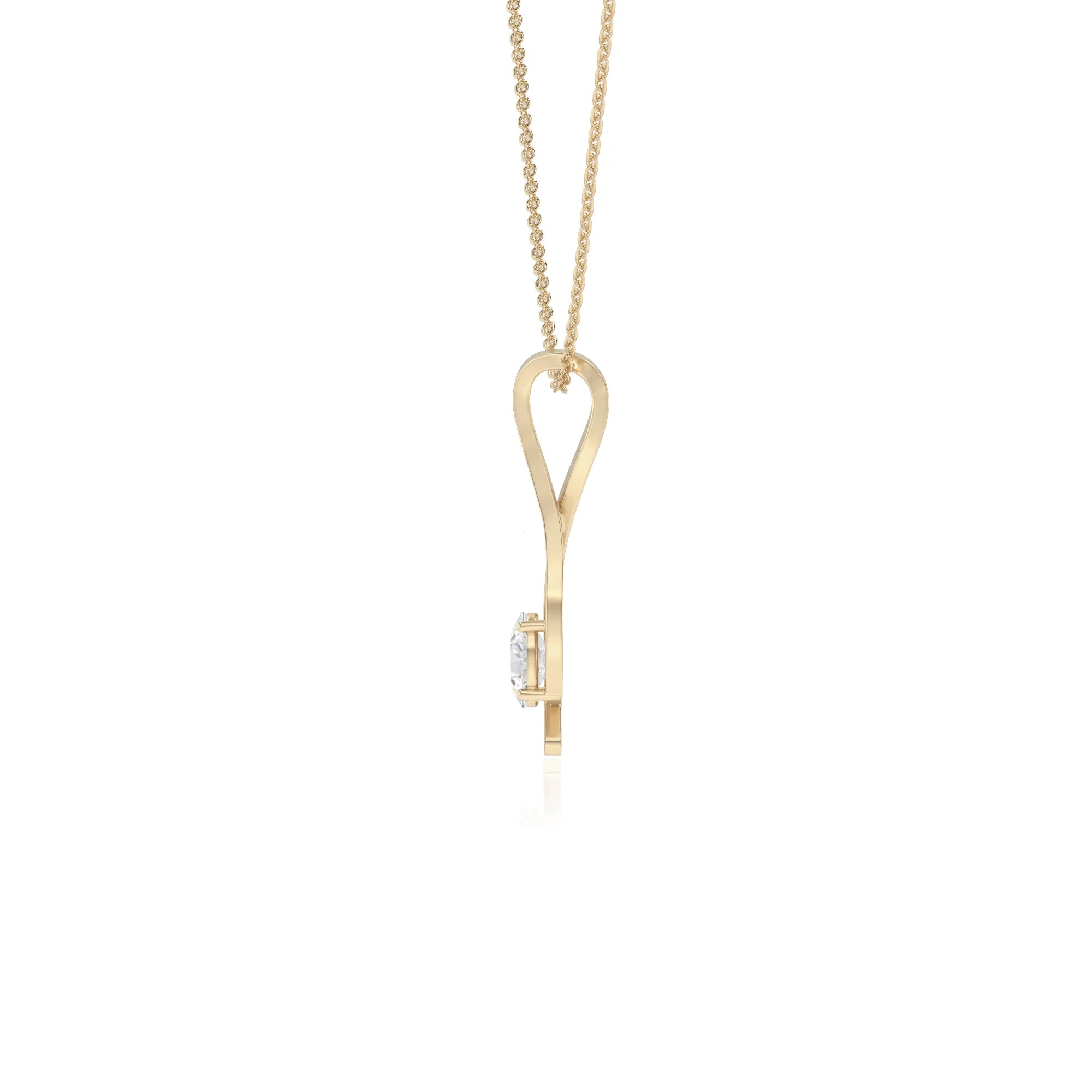 lab grown moissanite oval solitaire necklaces in yellow gold 