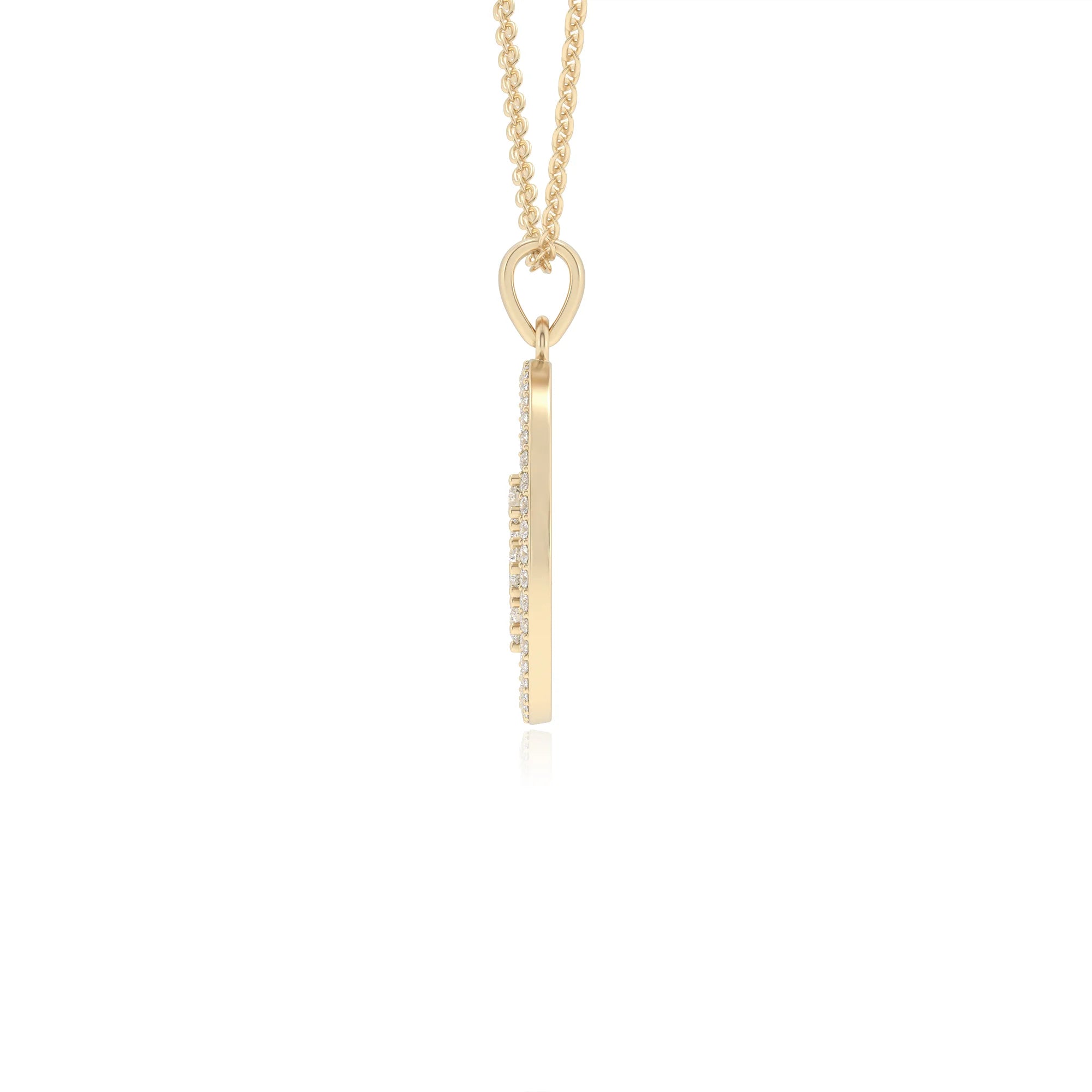 lab grown moissanite round necklaces in yellow gold 