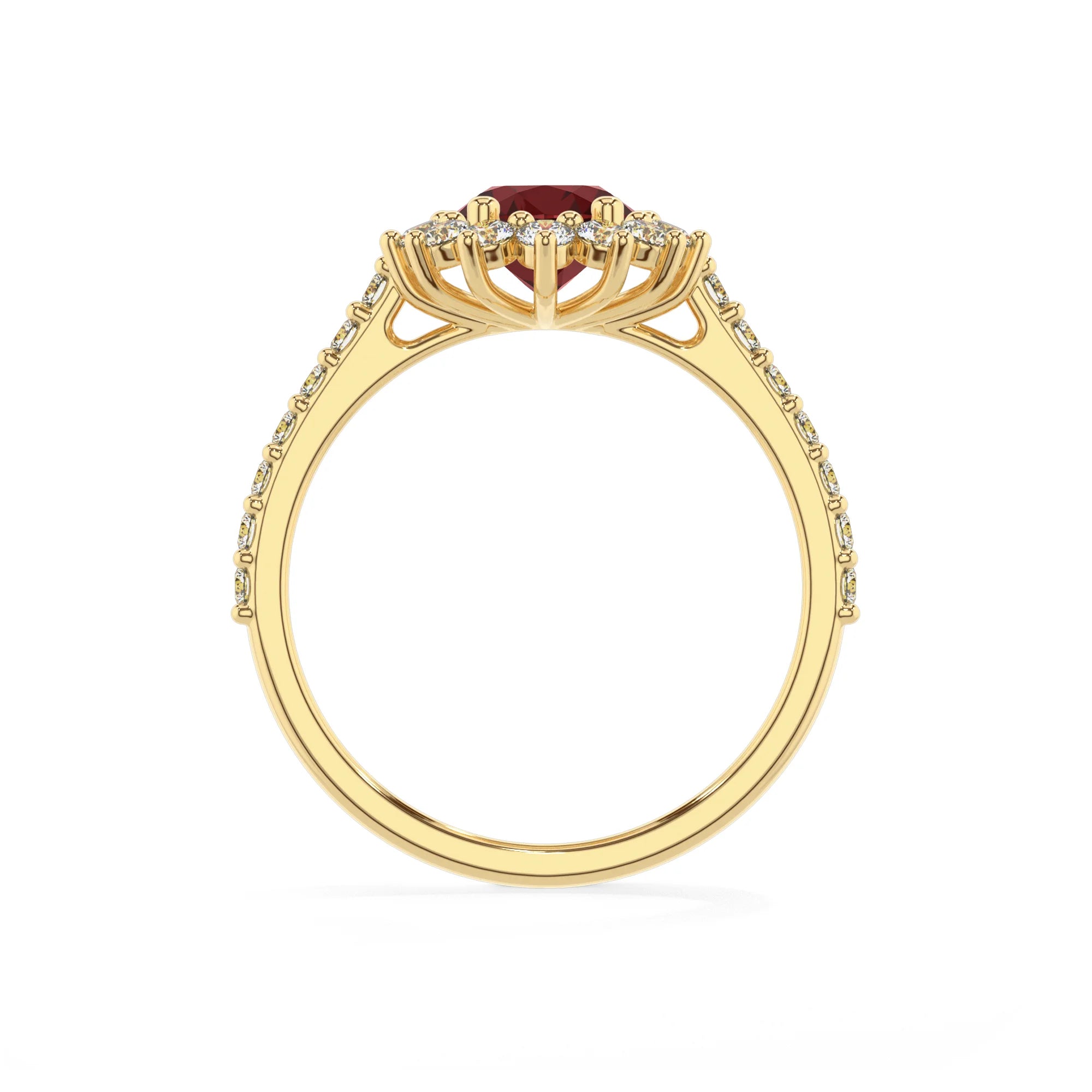 natural garnet oval solitaire rings in yellow gold 