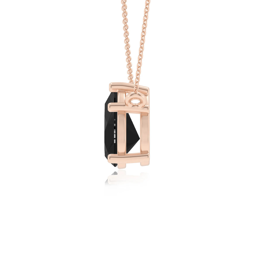 natural black-onyx pear solitaire necklaces in rose gold 