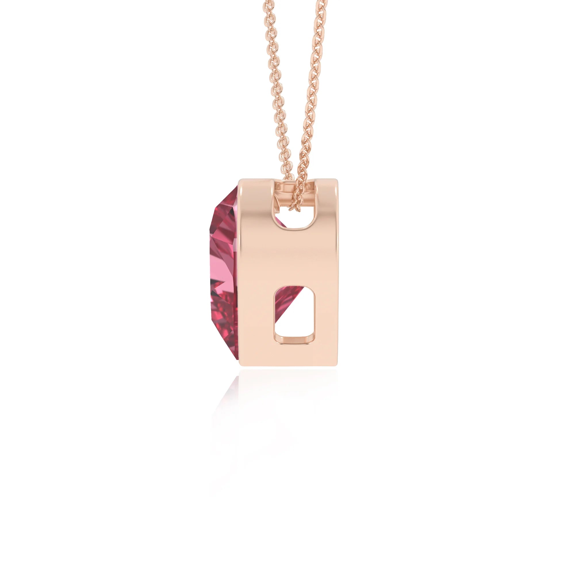 lab grown pink-tourmaline heart solitaire necklaces in rose gold 