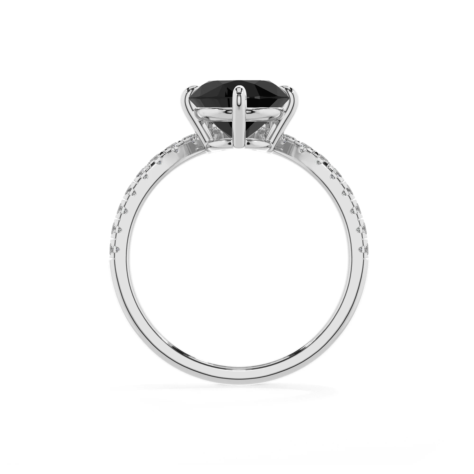 natural black-onyx round solitaire rings in white gold 