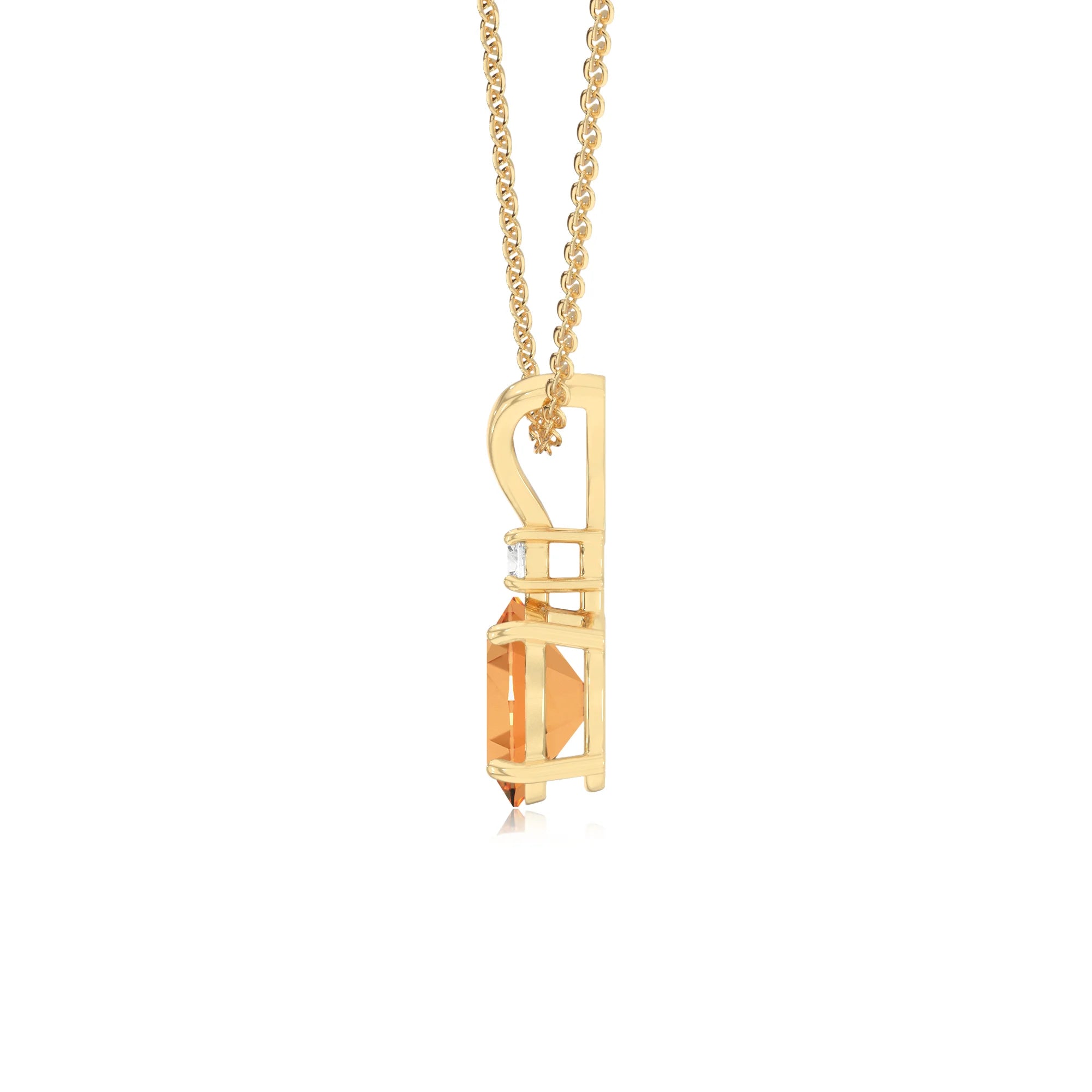 lab grown citrine oval solitaire v-bale necklaces in yellow gold 