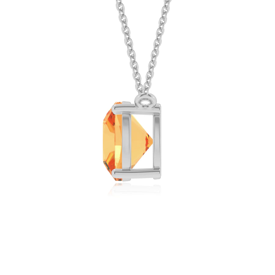 lab grown citrine cushion solitaire necklaces in white gold 