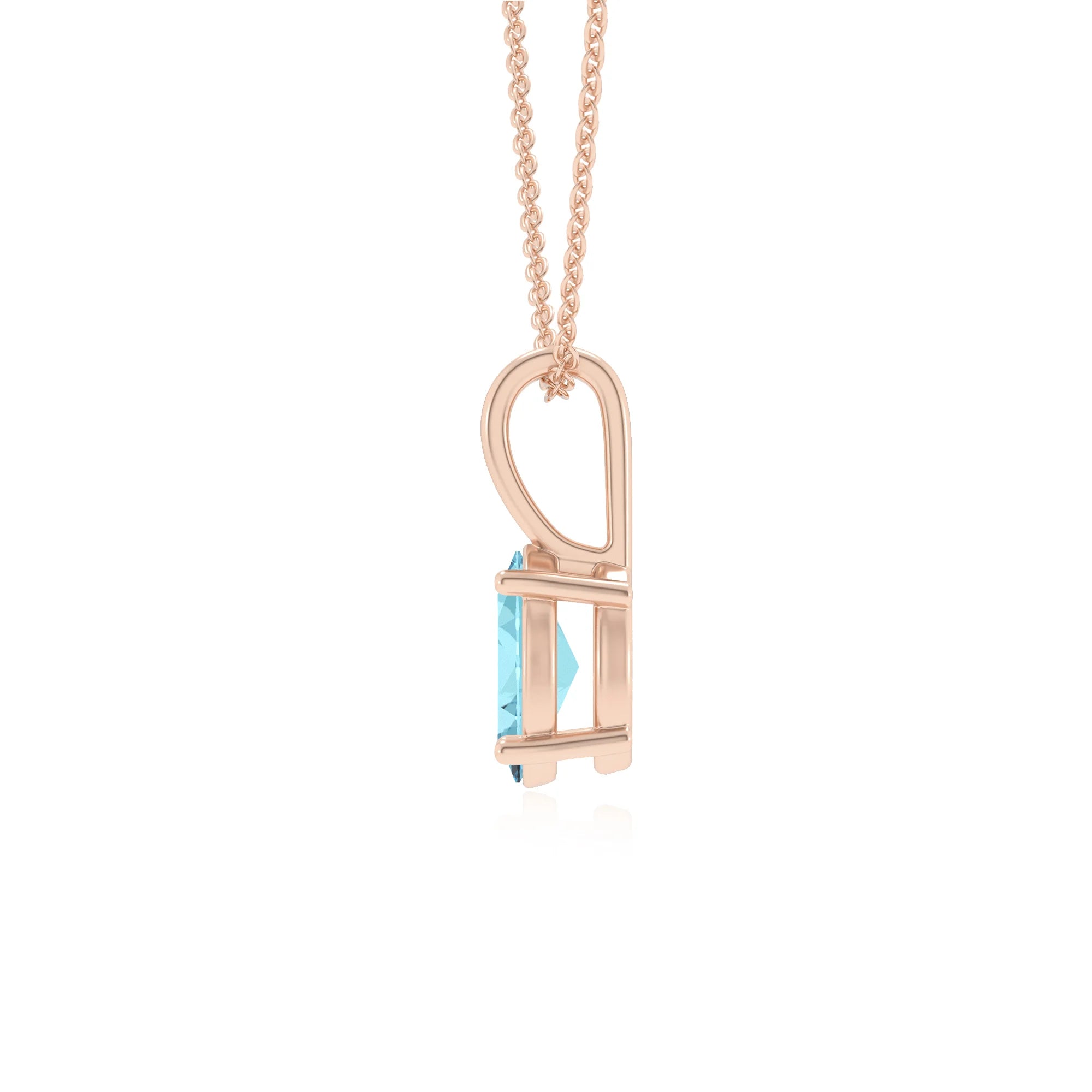 lab grown aquamarine oval solitaire necklaces in rose gold 