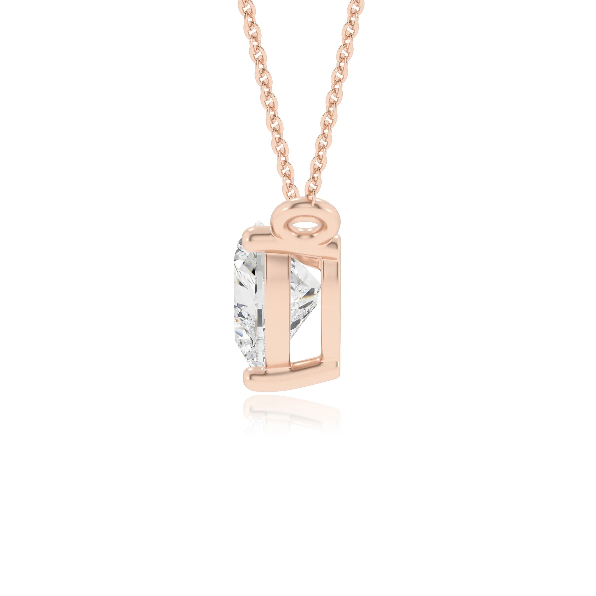 lab grown moissanite heart solitaire necklaces in rose gold 