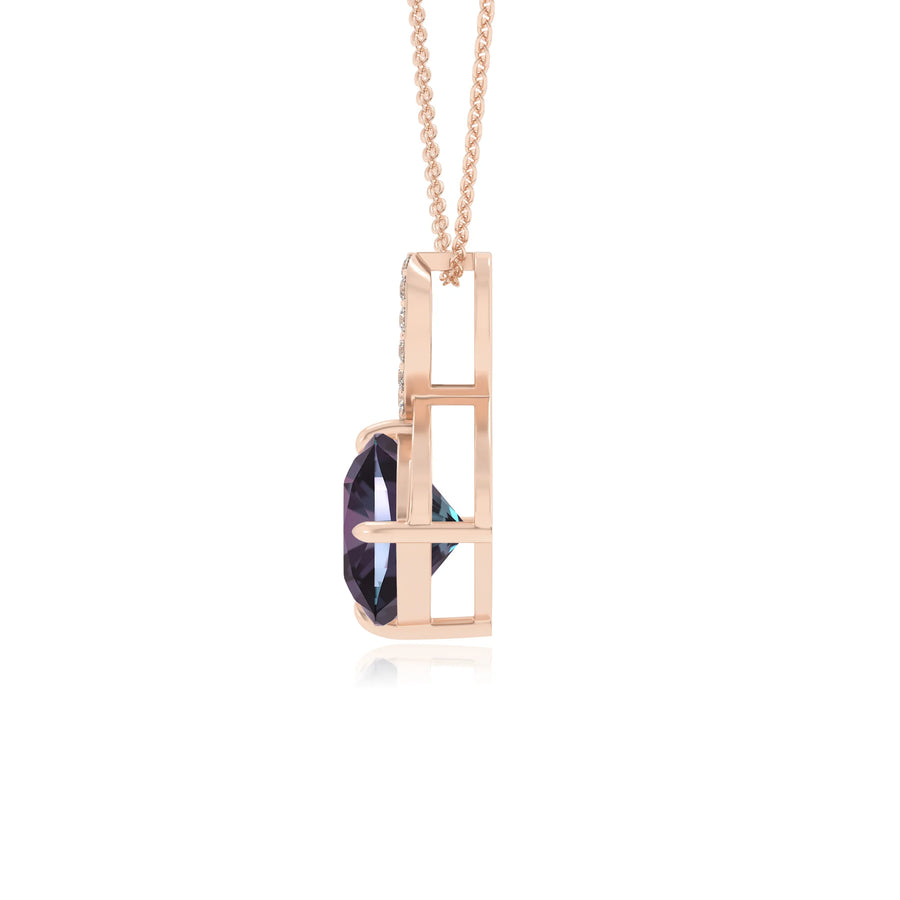 lab grown alexandrite cushion infinity necklaces in rose gold 