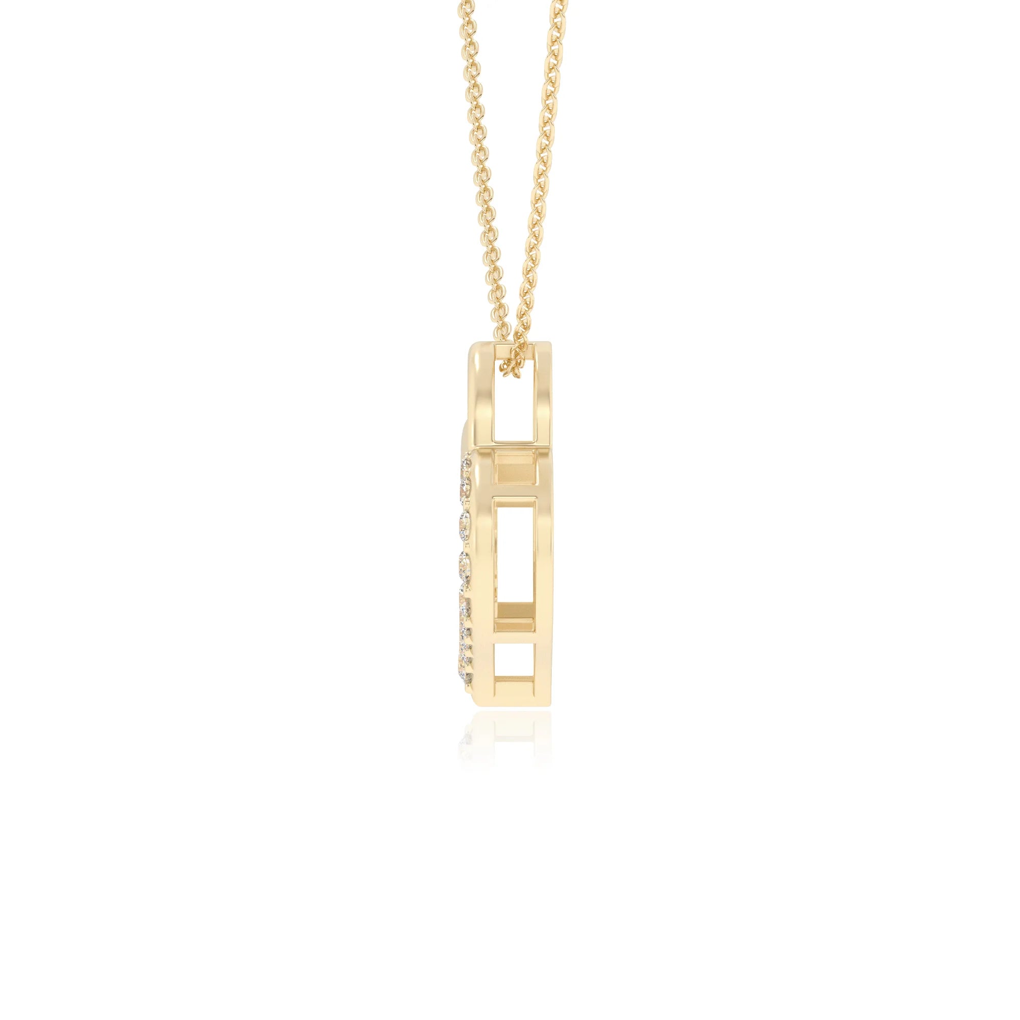 lab grown moissanite round necklaces in yellow gold 