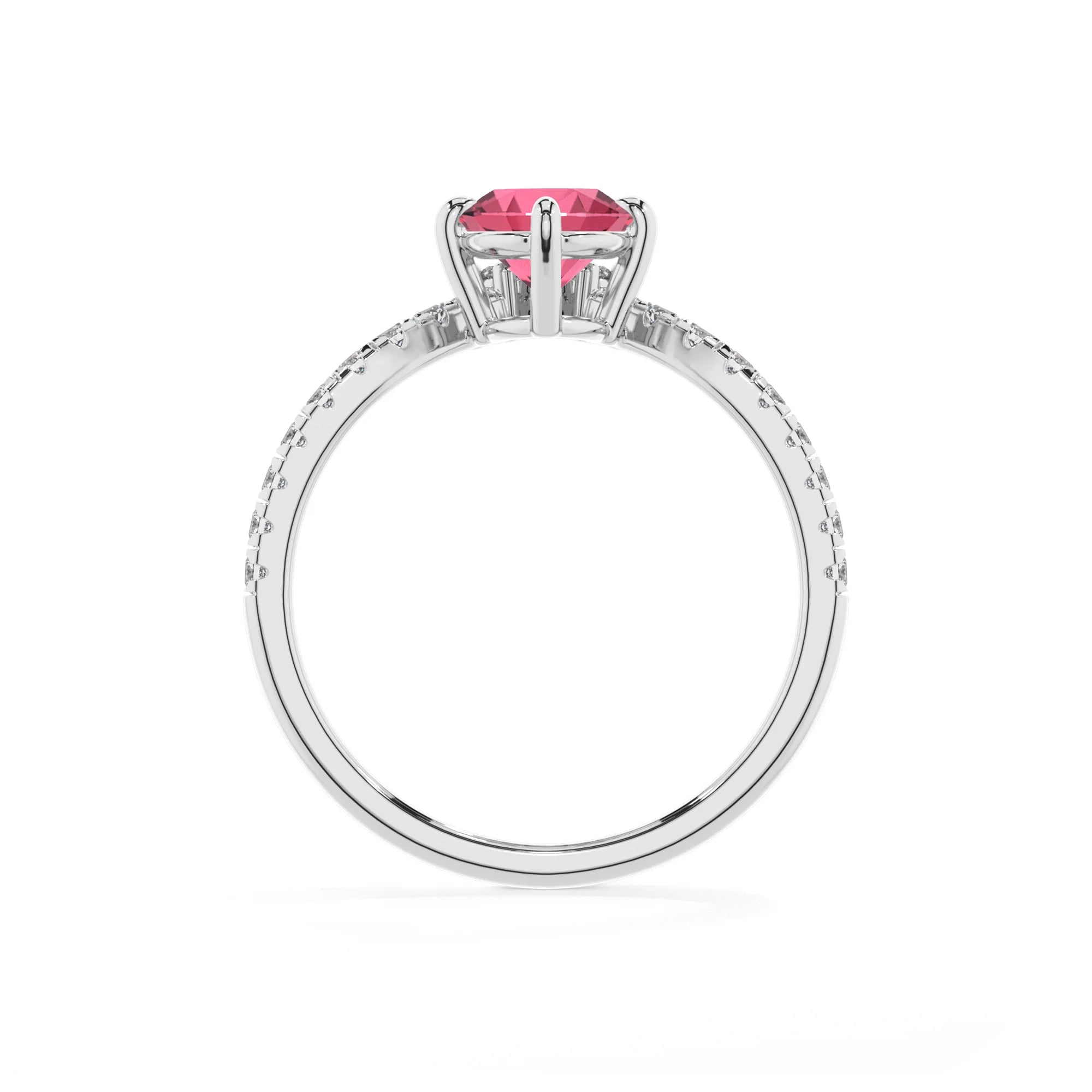 lab grown pink-tourmaline oval solitaire rings in white gold 