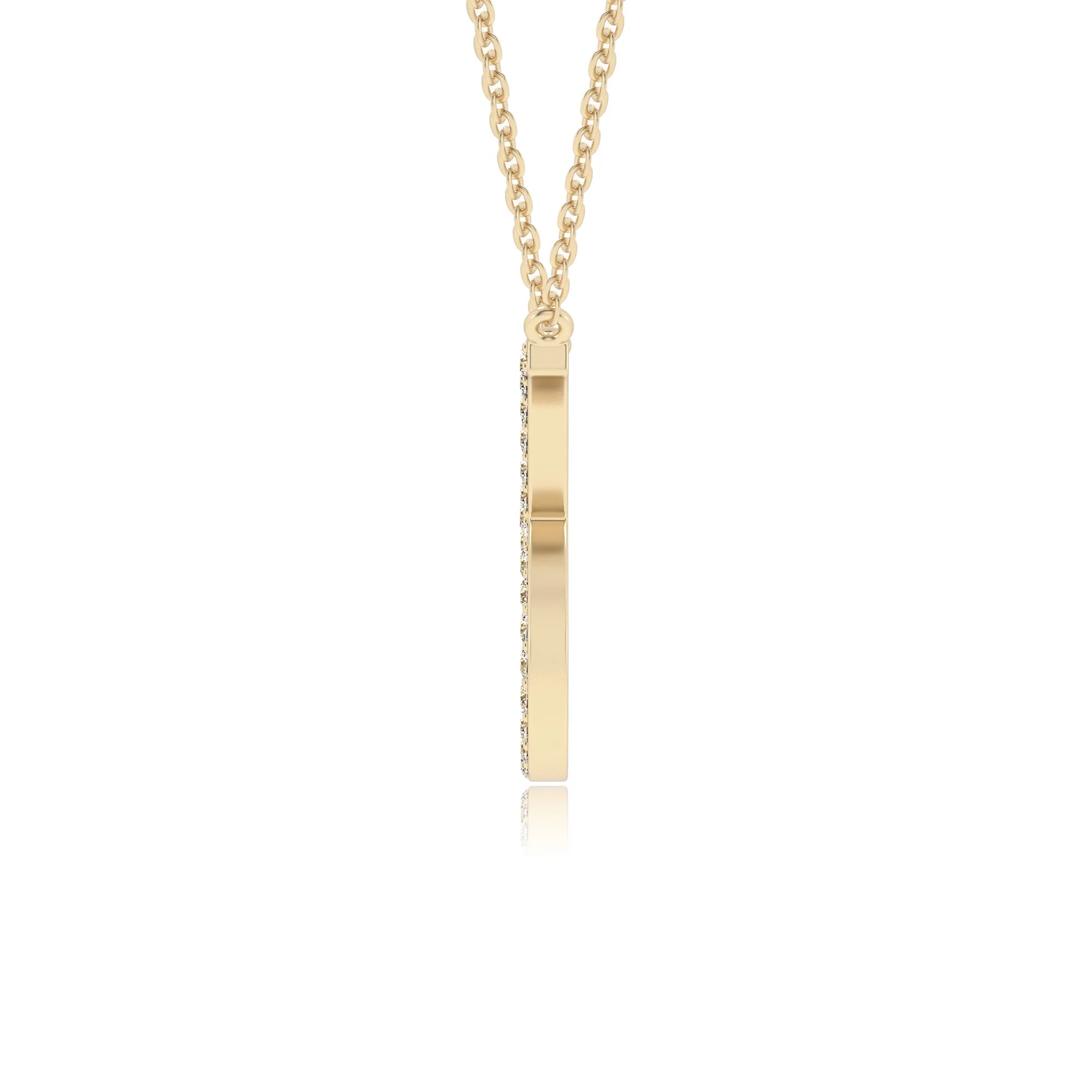 lab grown moissanite round necklaces in yellow gold 