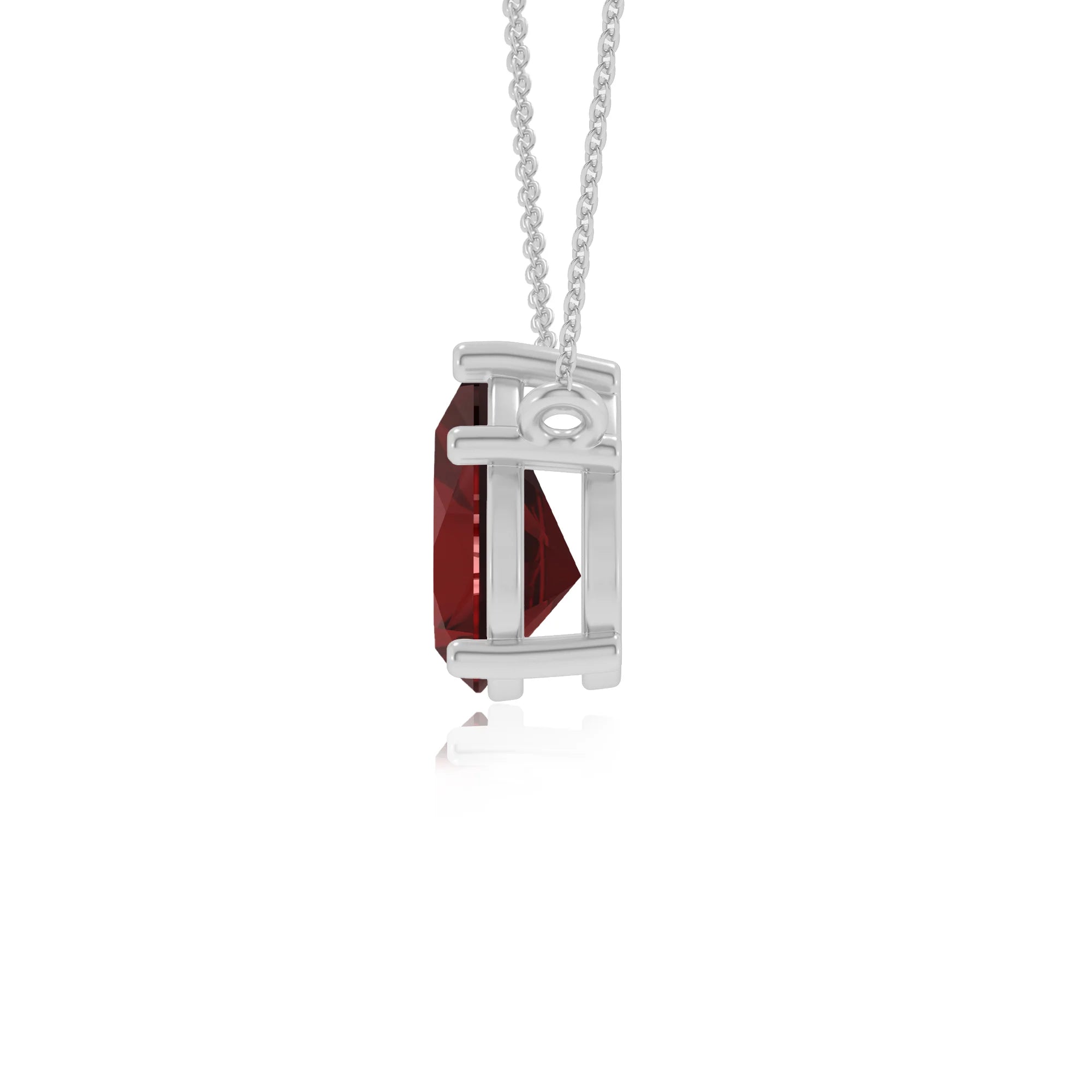 natural garnet pear solitaire necklaces in sterling silver 