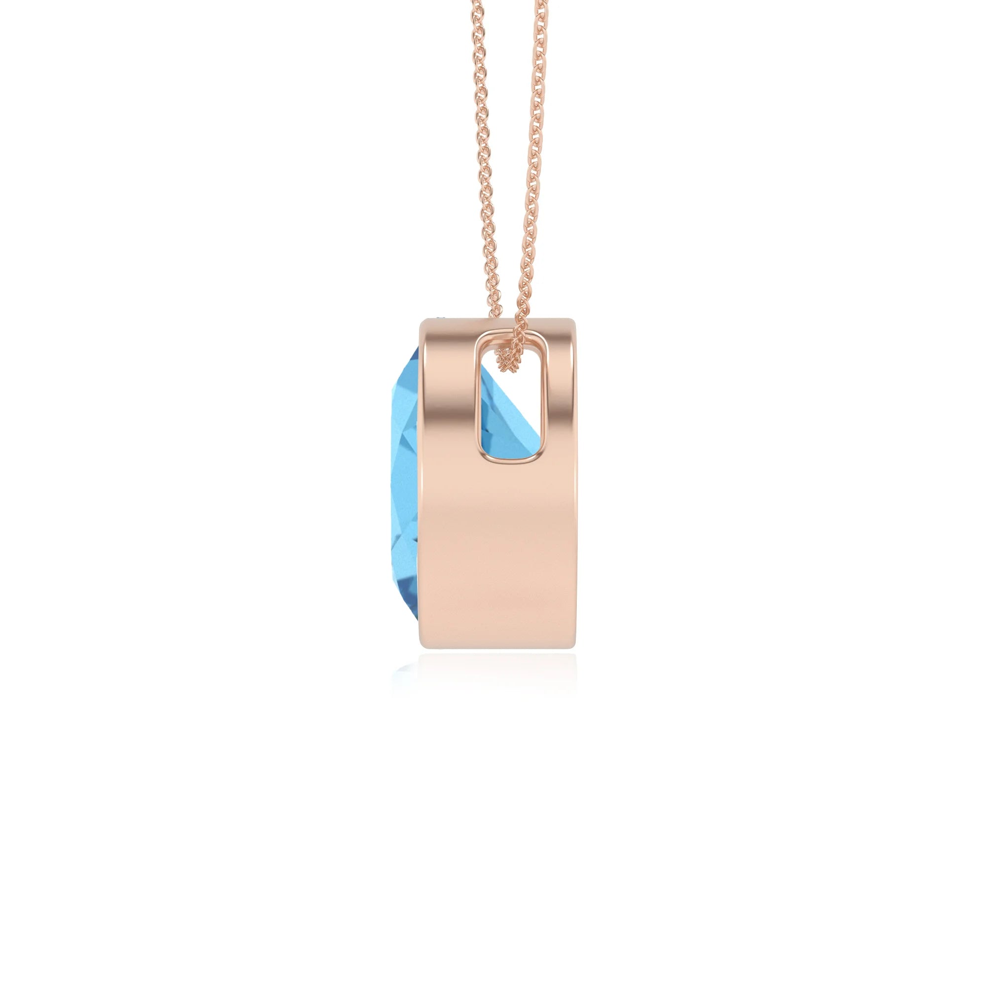 natural swiss-blue-topaz round solitaire necklaces in rose gold 