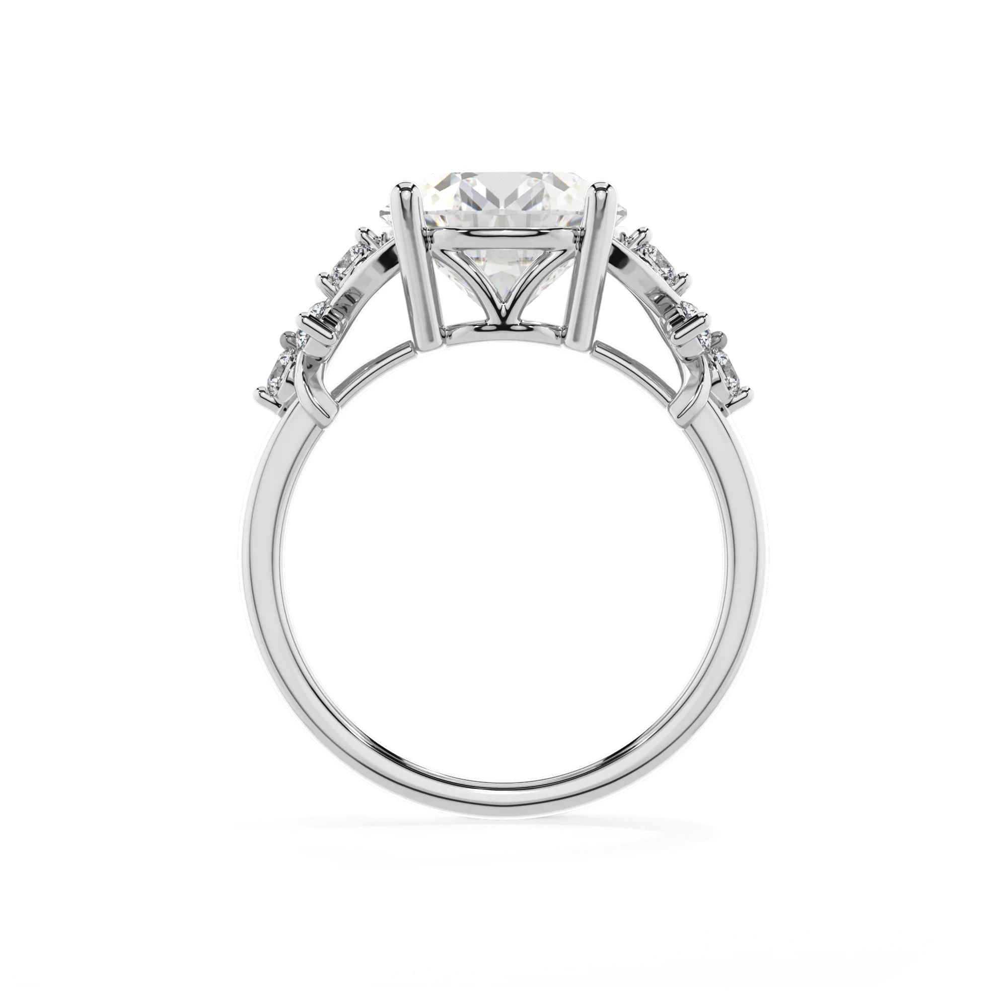 lab grown moissanite round solitaire rings in platinum 