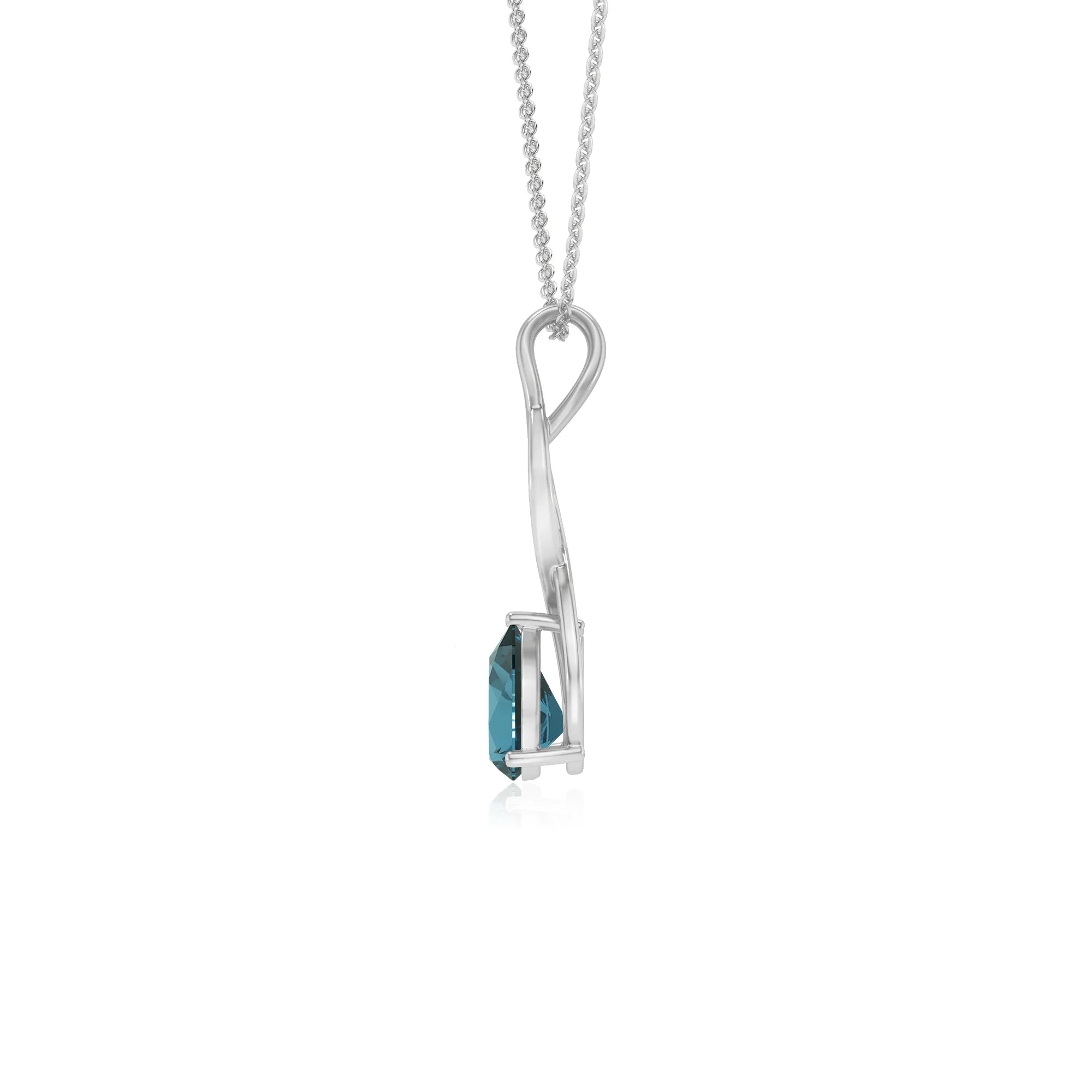 natural london-blue-topaz pear solitaire necklaces in white gold 