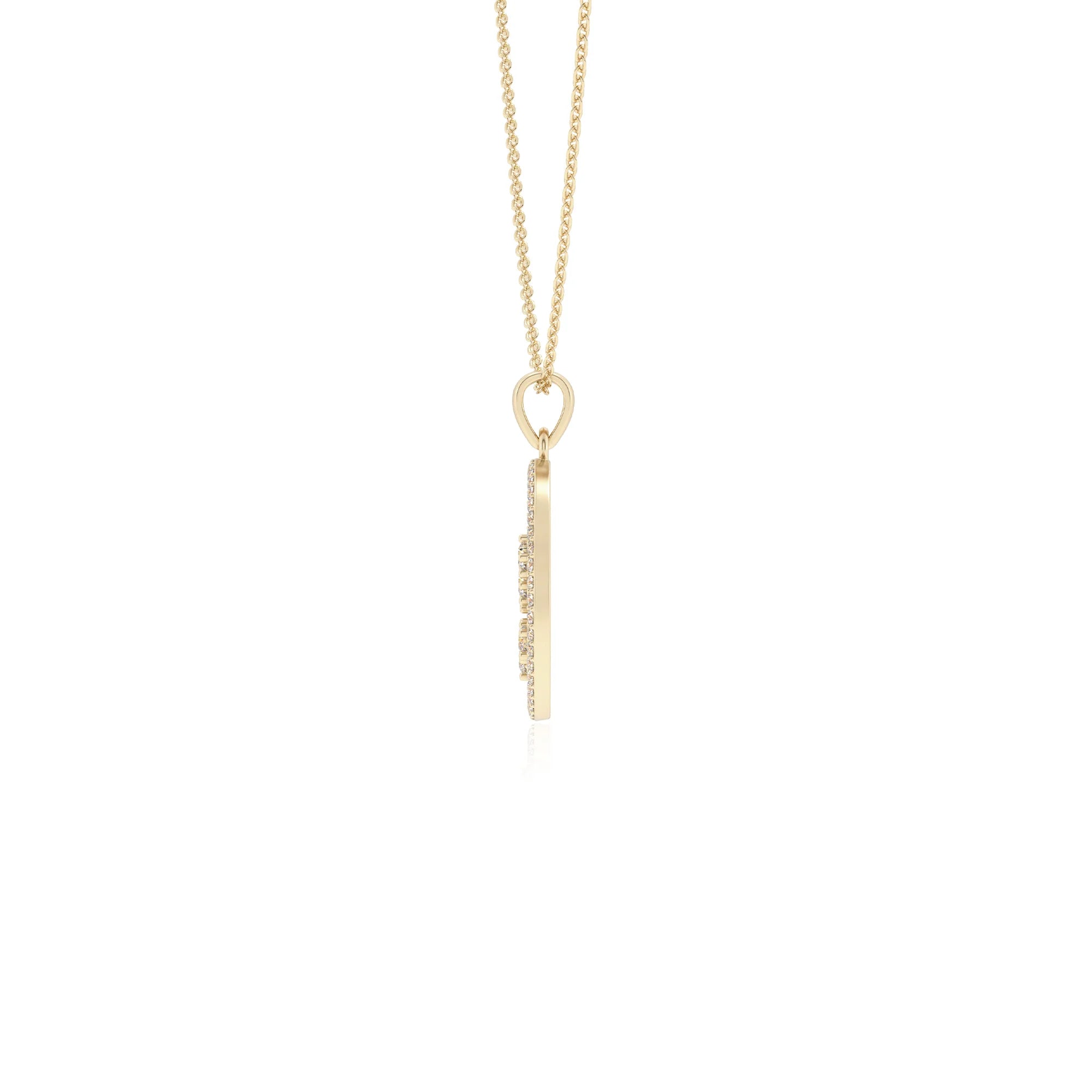 lab grown moissanite round necklaces in yellow gold 