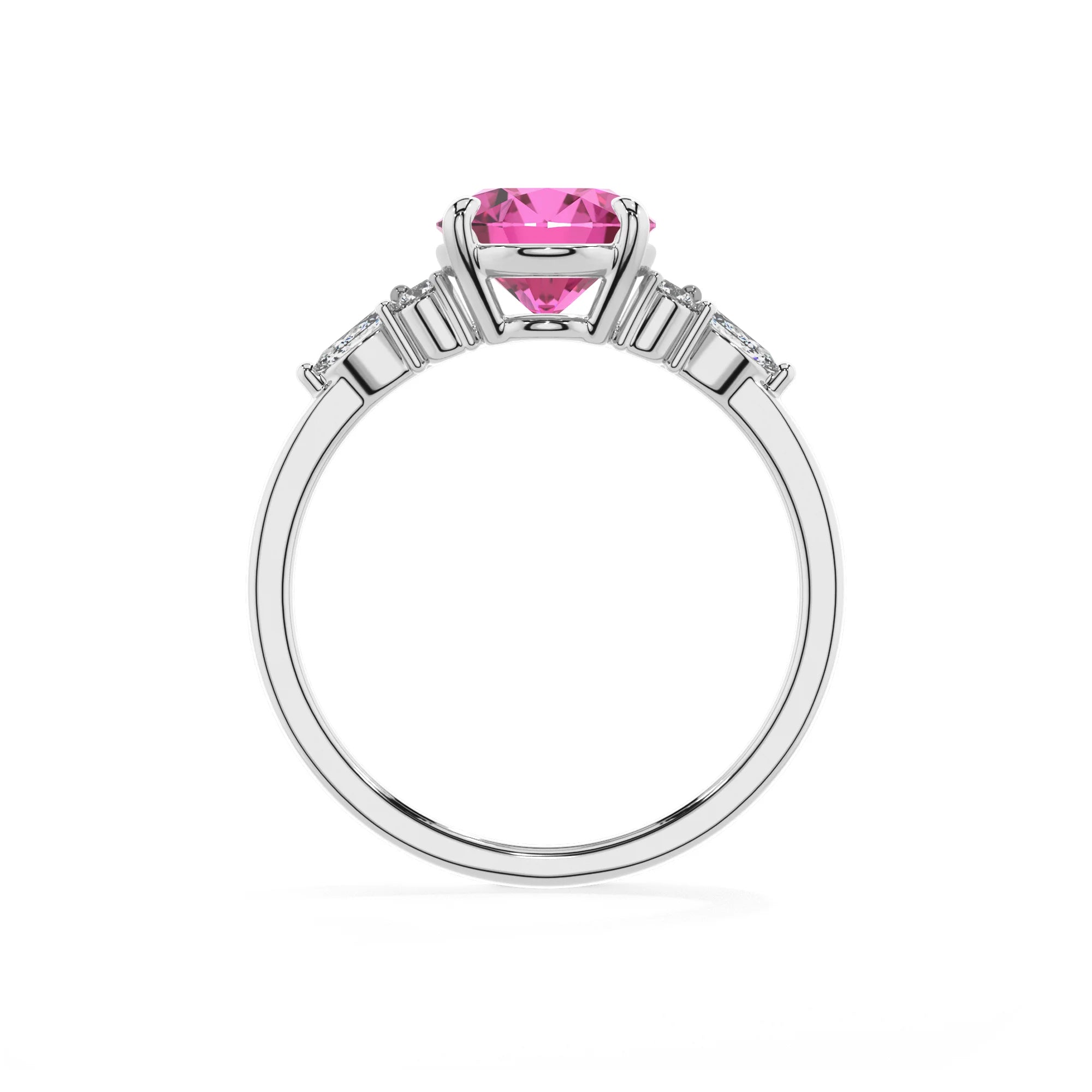 lab grown pink-sapphire oval solitaire rings in sterling silver 