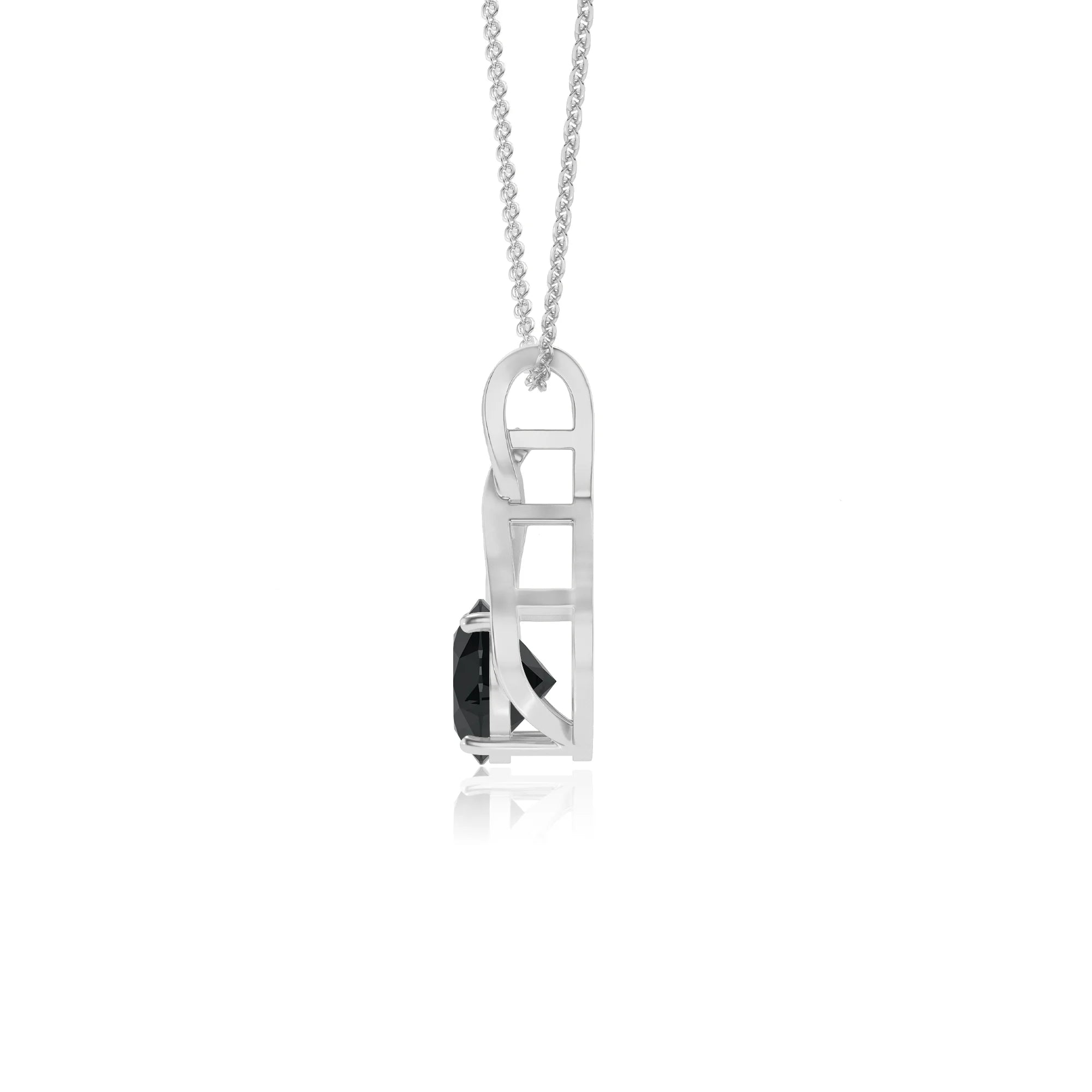 natural black-onyx round solitaire necklaces in platinum 