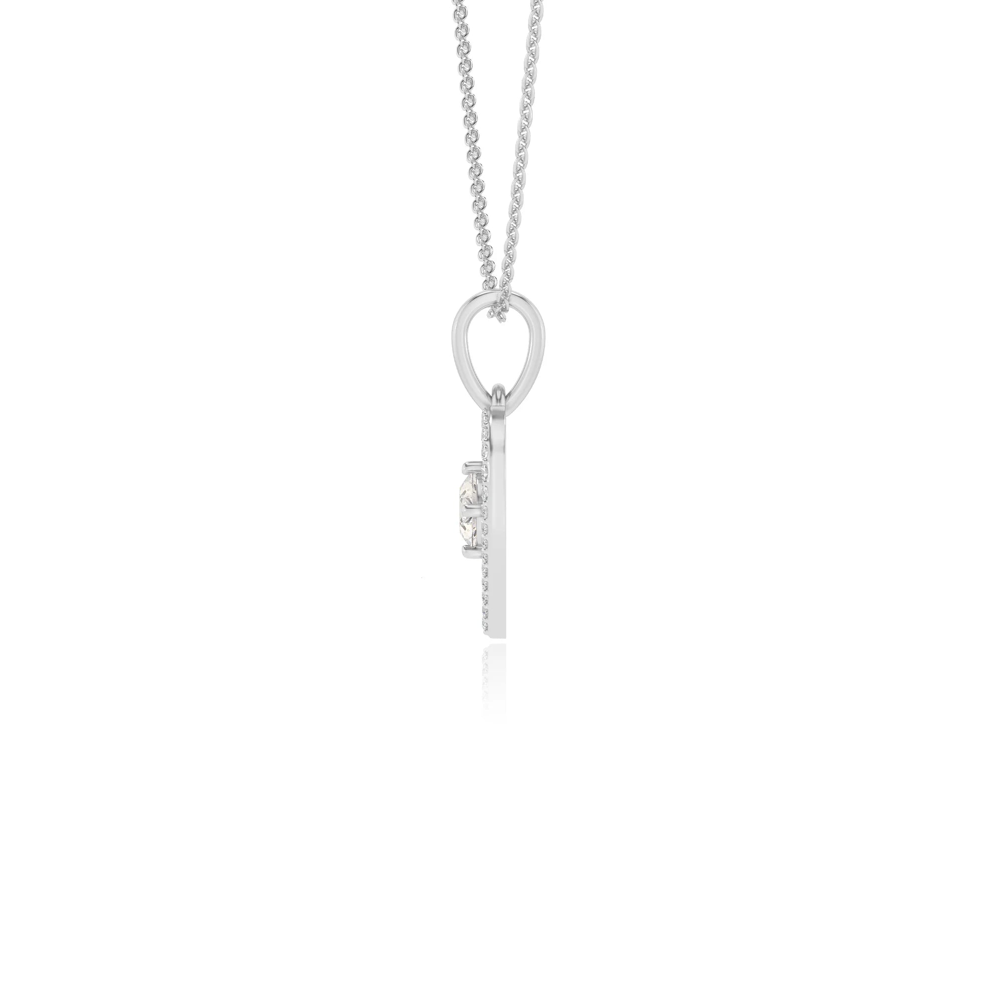 lab grown moissanite round infinity necklaces in white gold 
