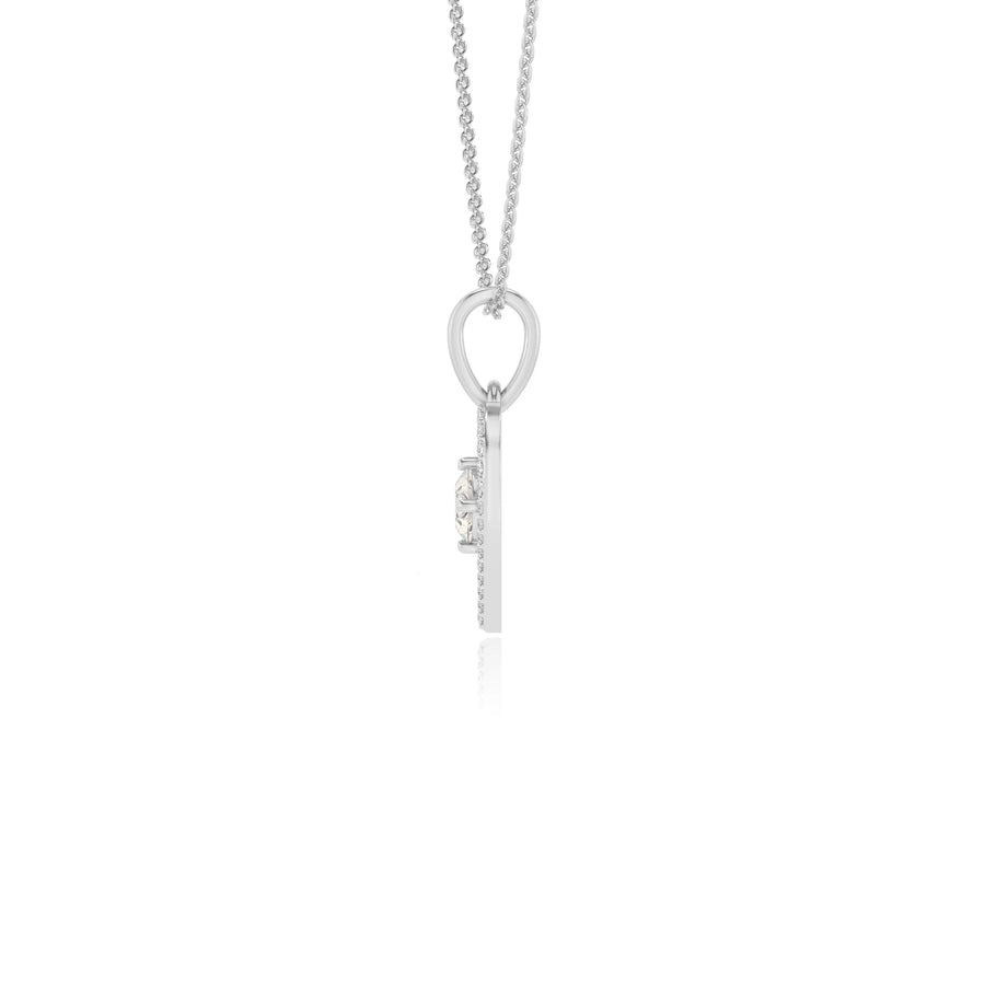 lab grown moissanite round infinity necklaces in white gold 