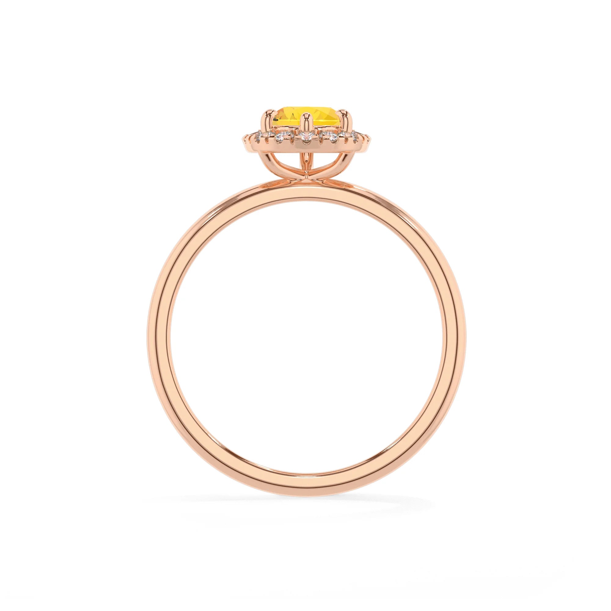 lab grown yellow-sapphire pear solitaire rings in rose gold 