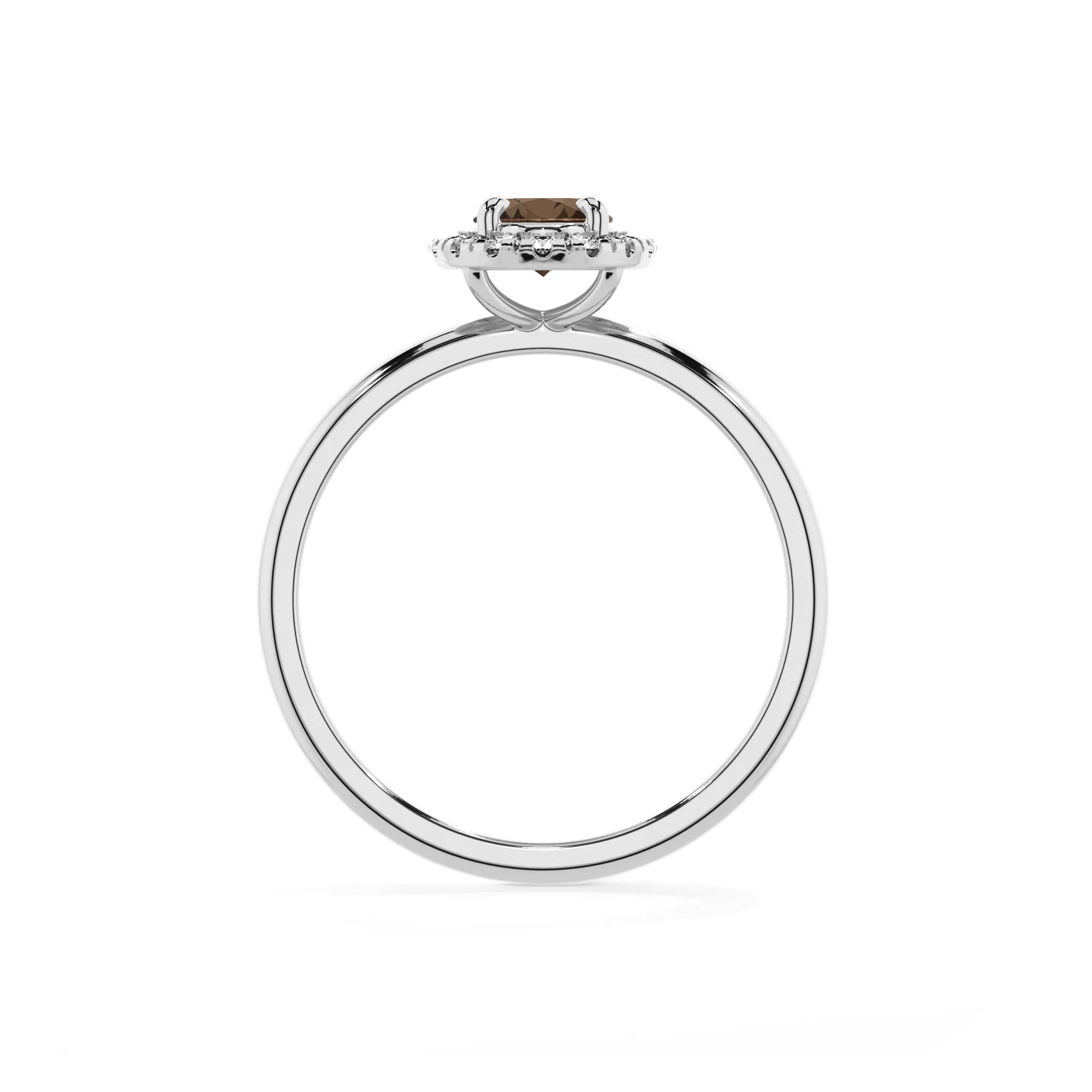 natural smoky-quartz oval solitaire rings in platinum 