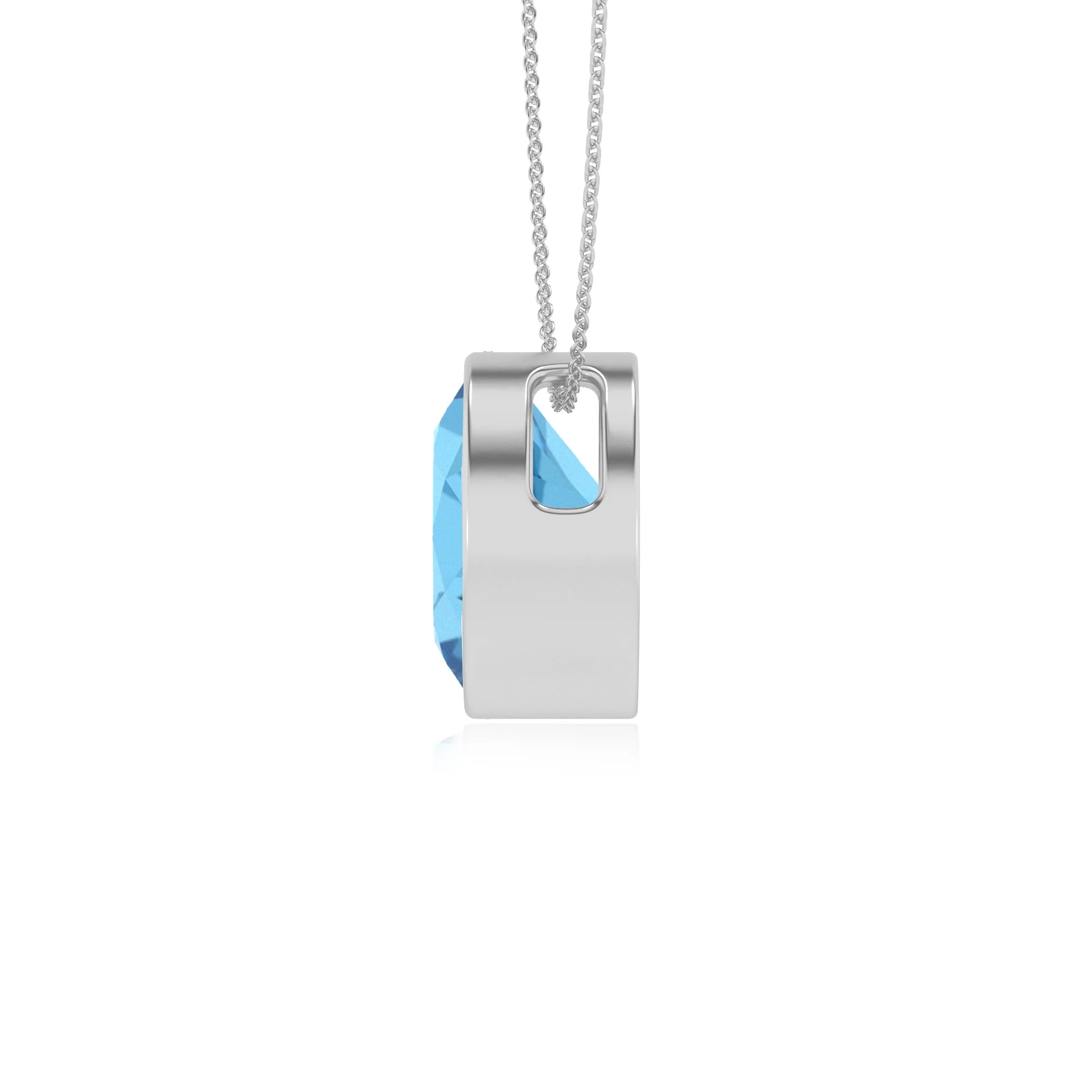 natural swiss-blue-topaz round solitaire necklaces in sterling silver 
