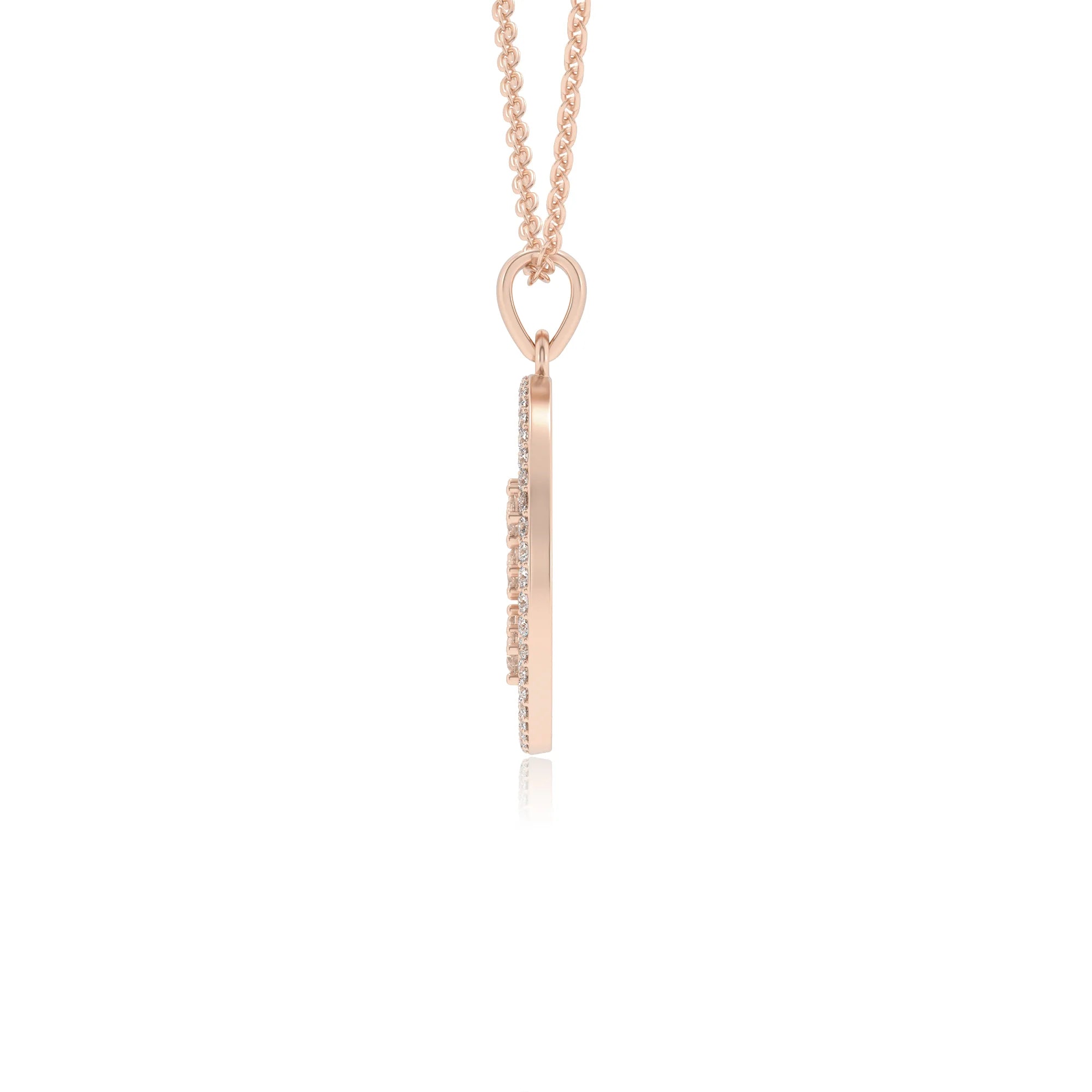 lab grown moissanite round necklaces in rose gold 