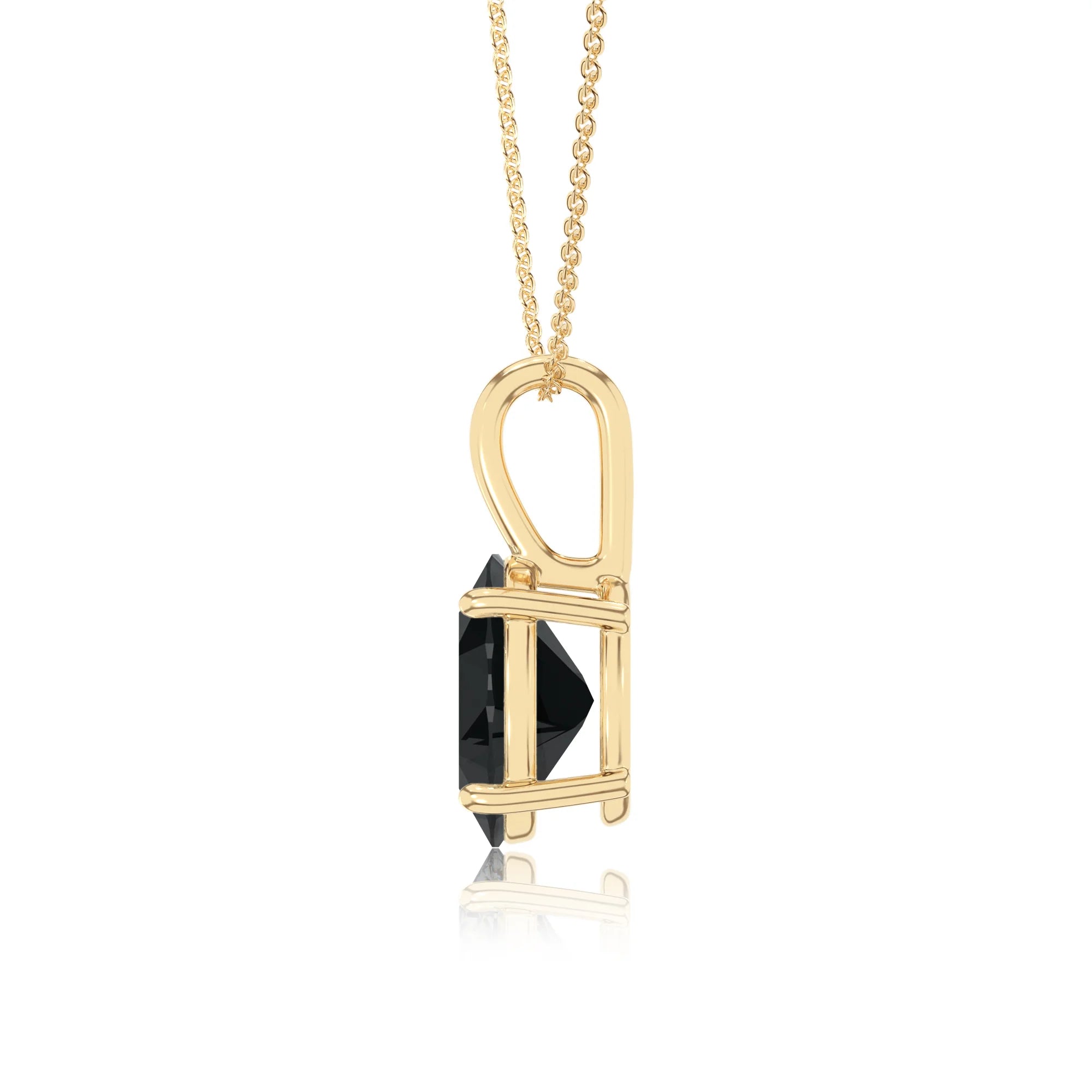 natural black-onyx oval solitaire necklaces in yellow gold 