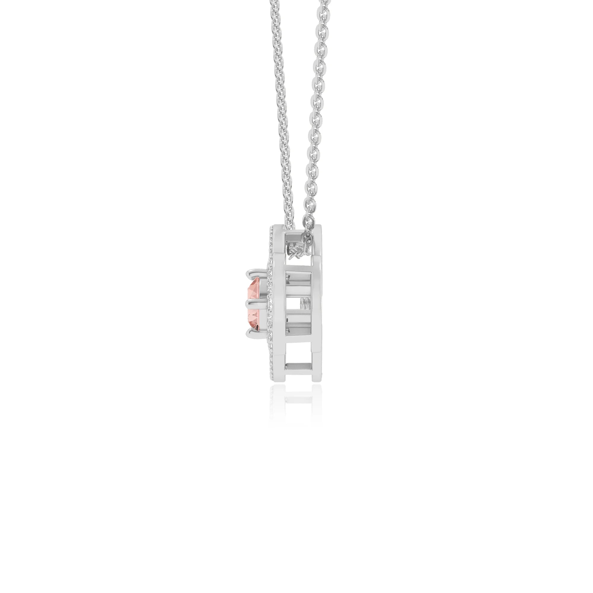 lab grown morganite round solitaire necklaces in sterling silver 