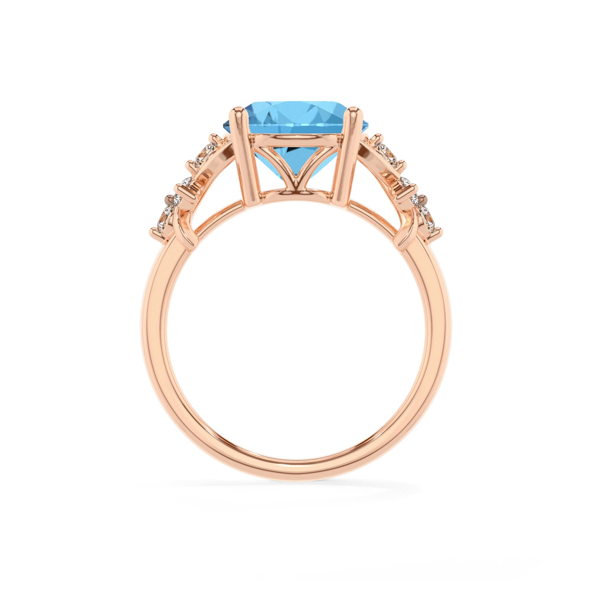 natural swiss-blue-topaz round solitaire rings in rose gold 