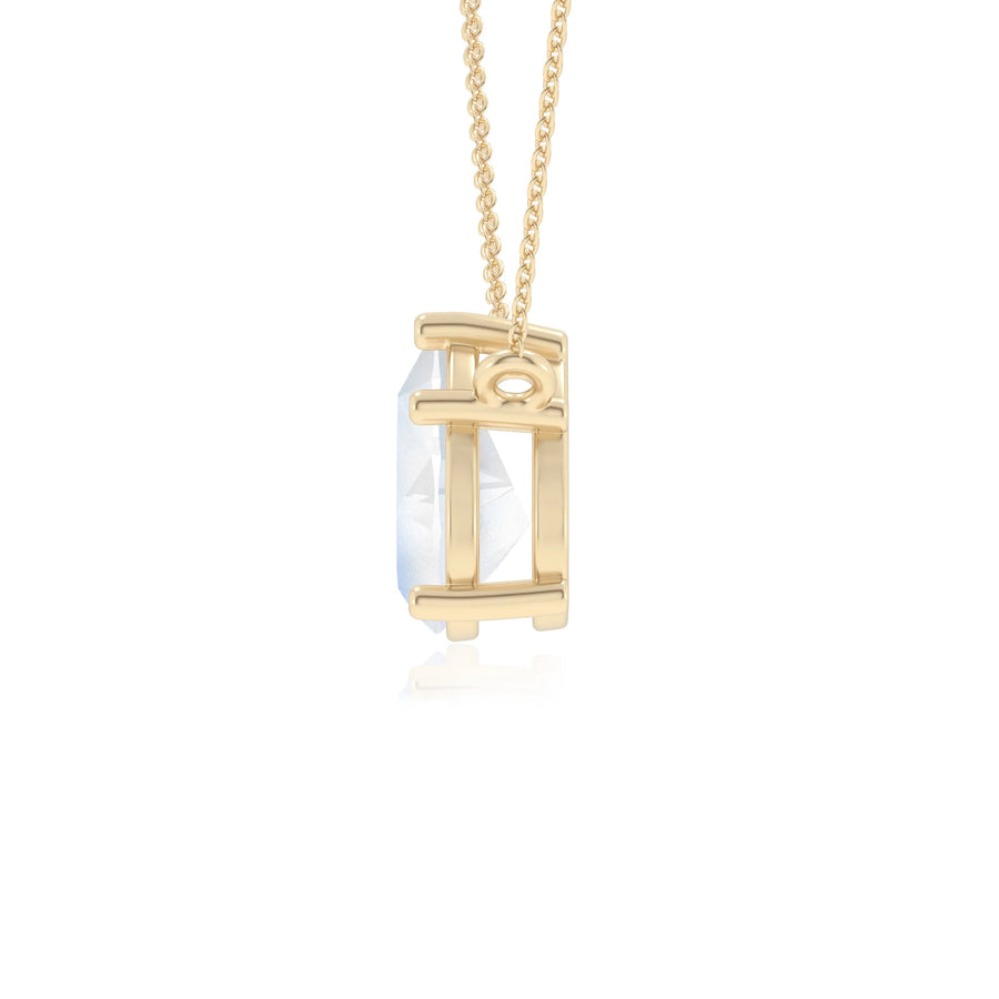 natural rainbow-moonstone pear solitaire necklaces in yellow gold 