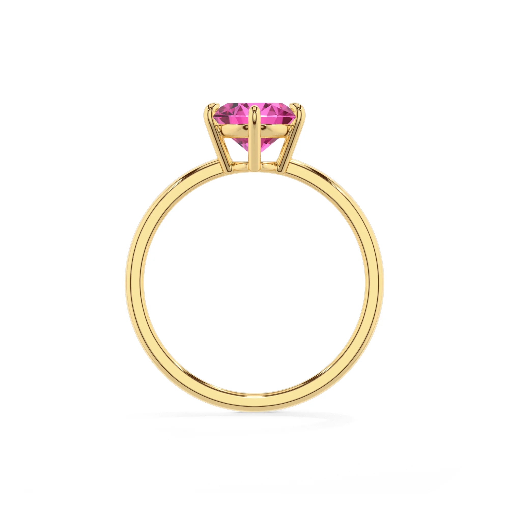 lab grown pink-sapphire oval solitaire rings in yellow gold 