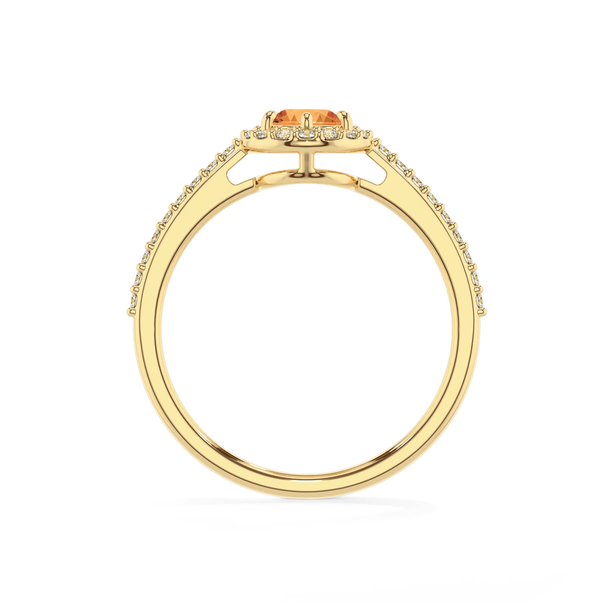 lab grown citrine pear solitaire rings in yellow gold 