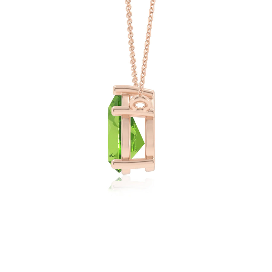 natural peridot pear solitaire necklaces in rose gold 