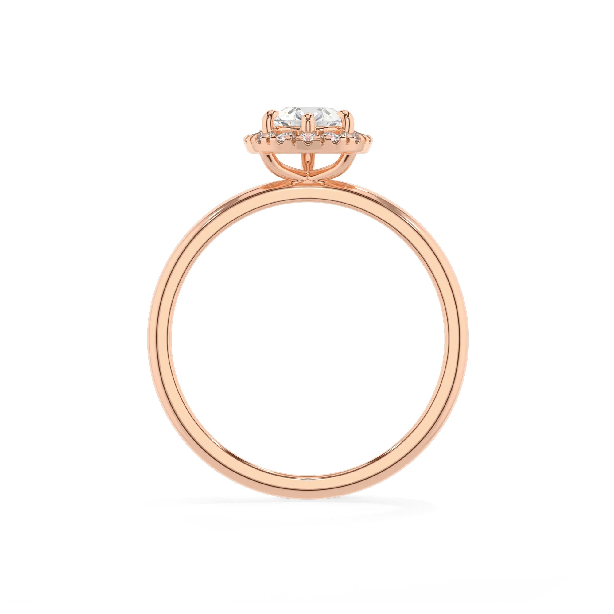 lab grown moissanite pear solitaire rings in rose gold 