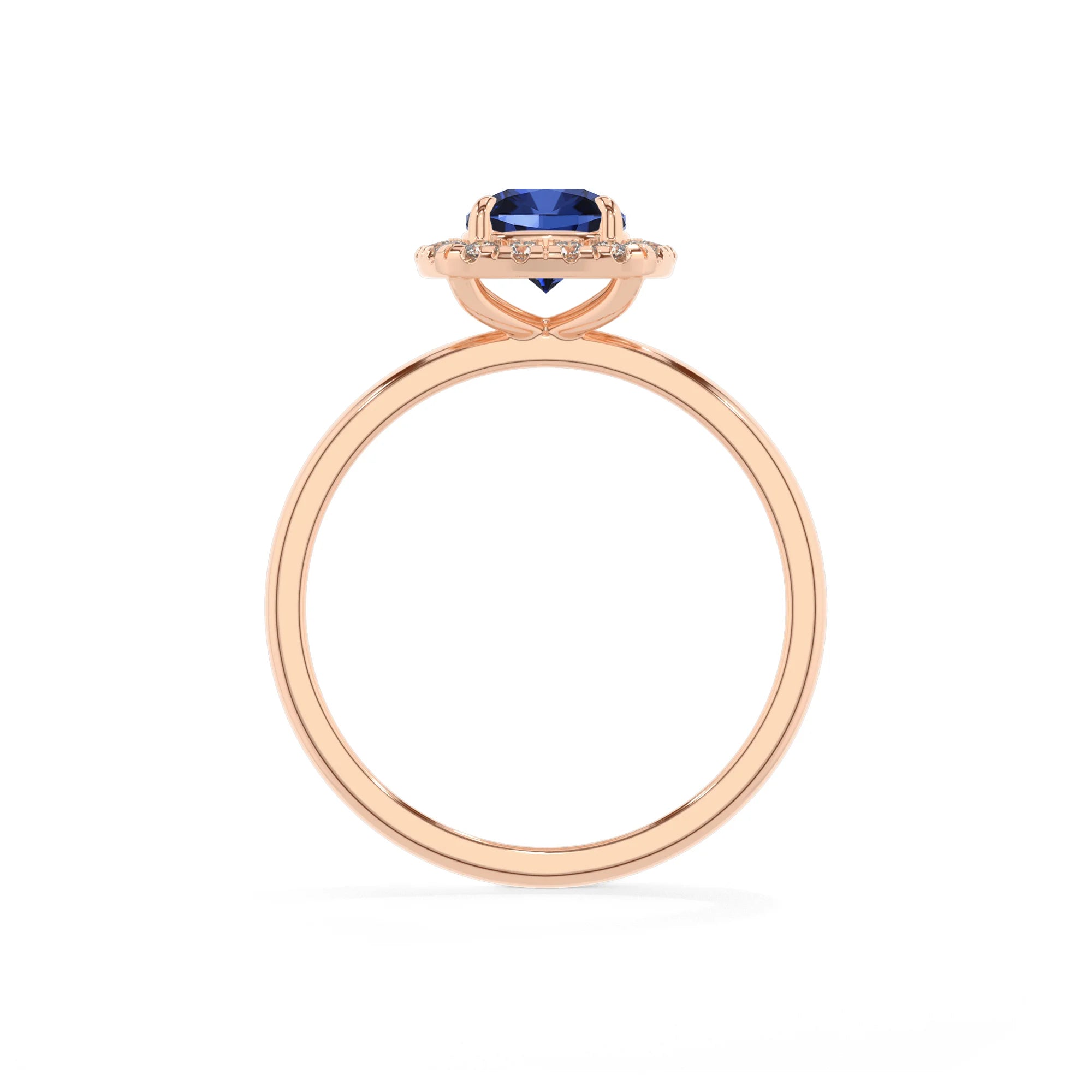 lab grown blue-sapphire cushion solitaire rings in rose gold 