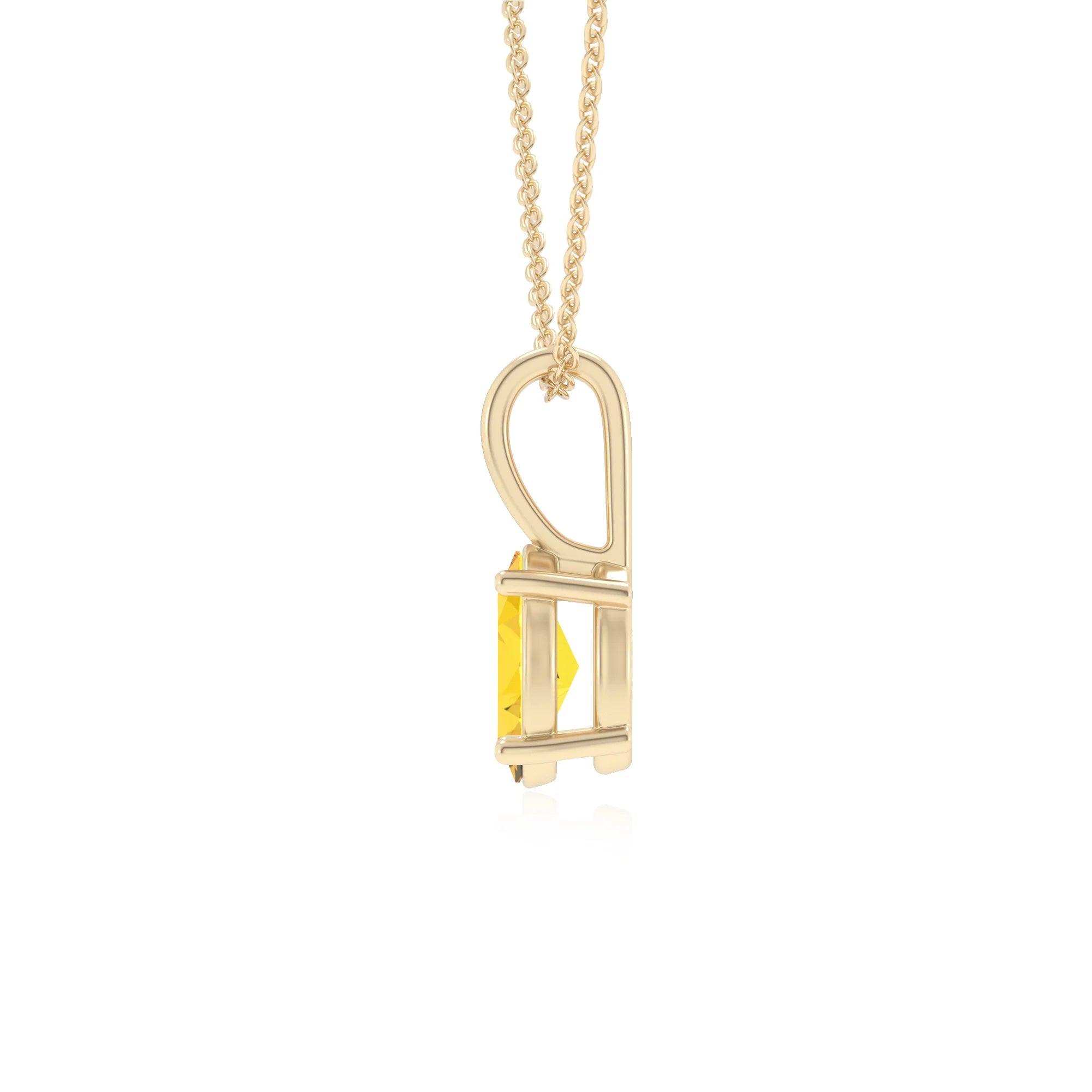 lab grown yellow-sapphire oval solitaire necklaces in yellow gold 