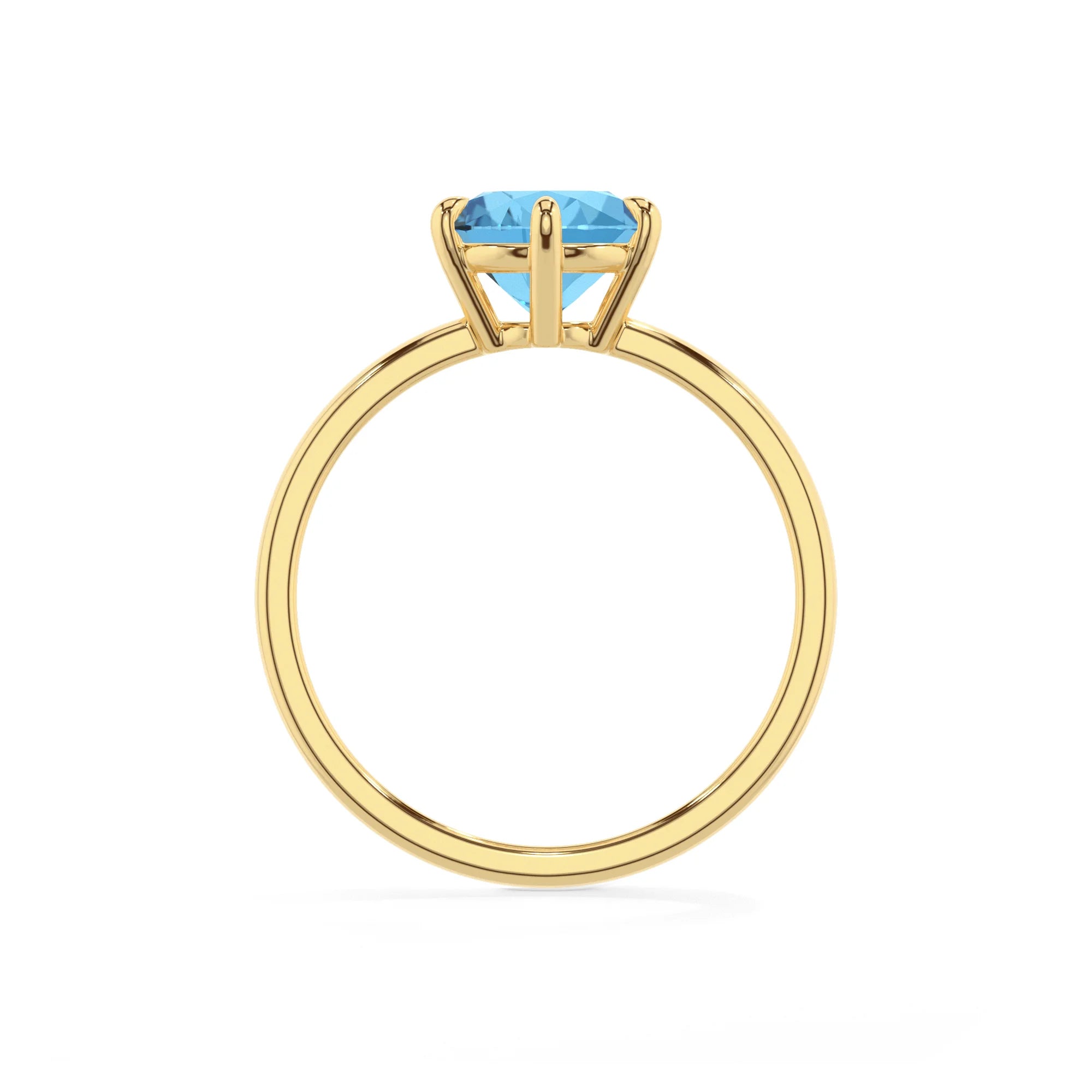 natural swiss-blue-topaz round solitaire rings in yellow gold 