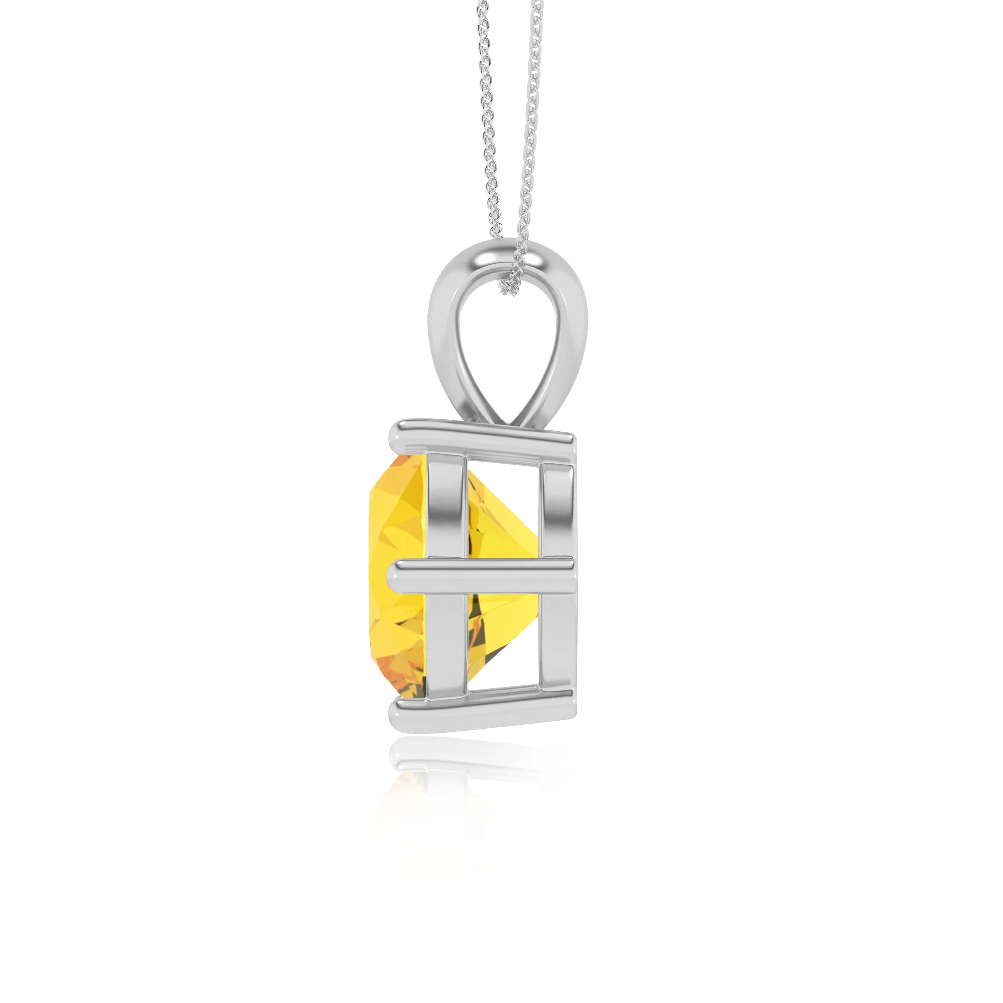 lab grown yellow-sapphire round solitaire necklaces in sterling silver 