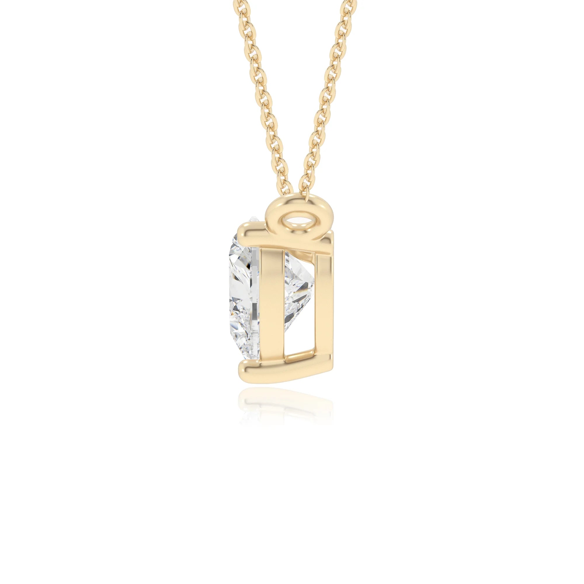 lab grown moissanite heart solitaire necklaces in yellow gold 