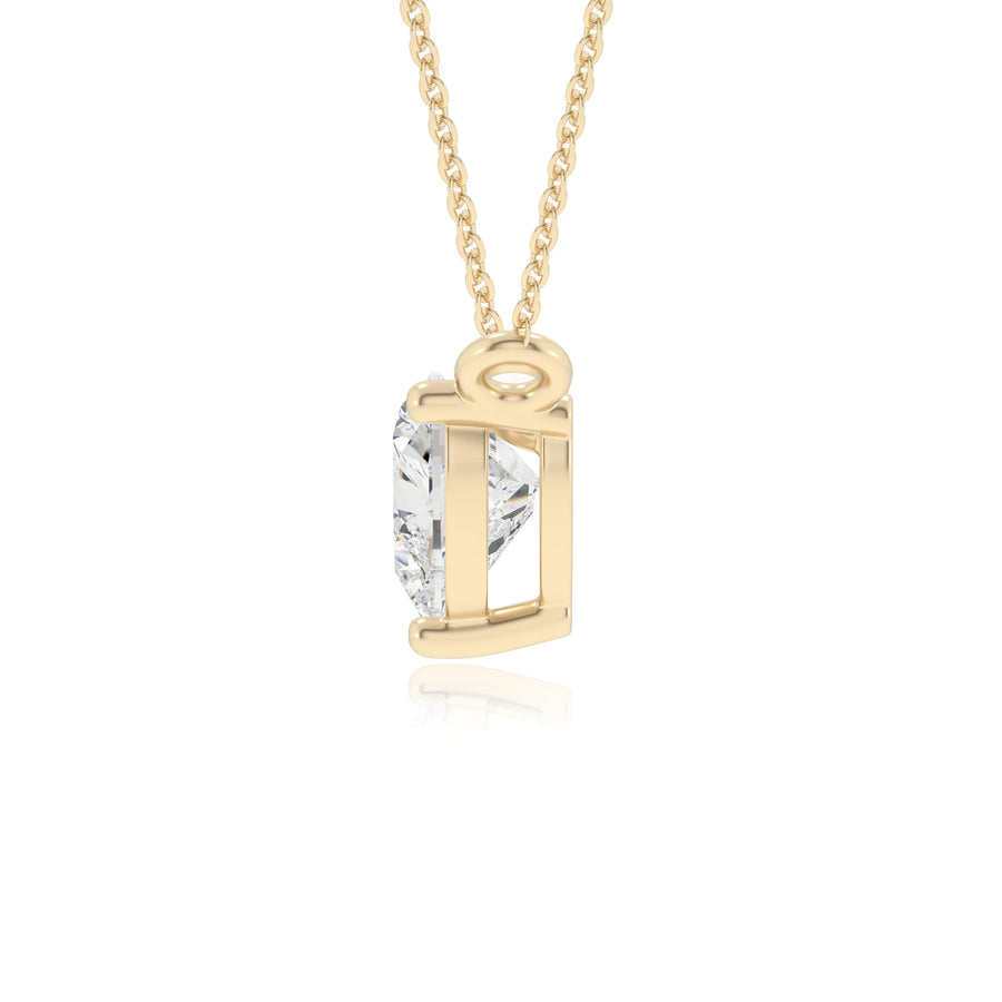 lab grown moissanite heart solitaire necklaces in yellow gold 