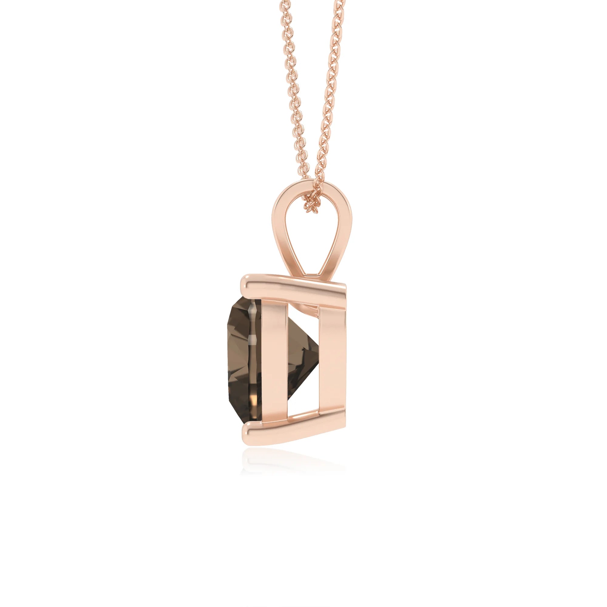 natural smoky-quartz heart solitaire v-bale necklaces in rose gold 
