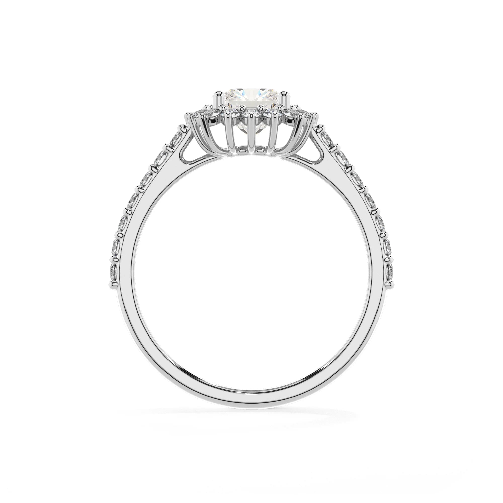 lab grown moissanite cushion solitaire rings in platinum 