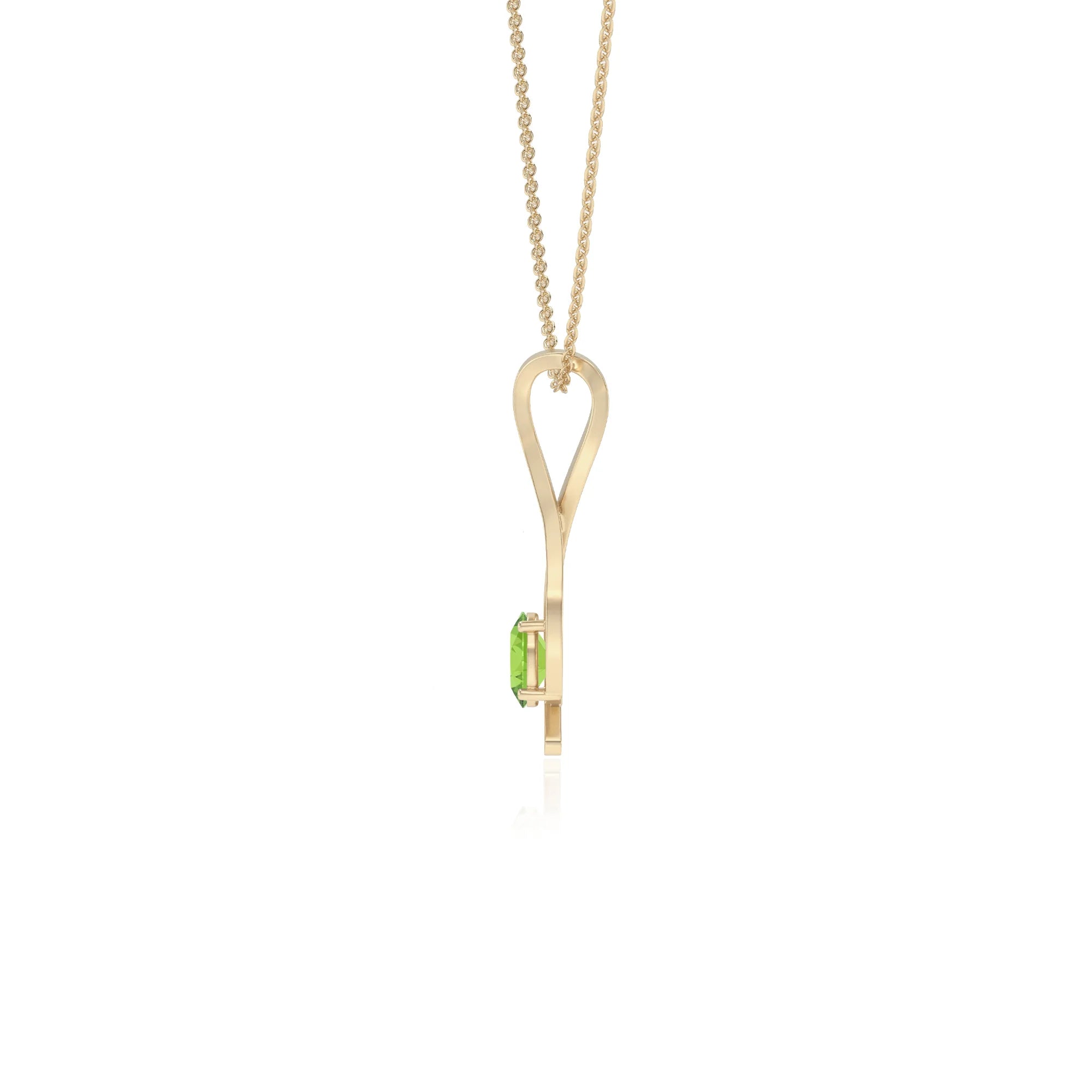 natural peridot oval solitaire necklaces in yellow gold 