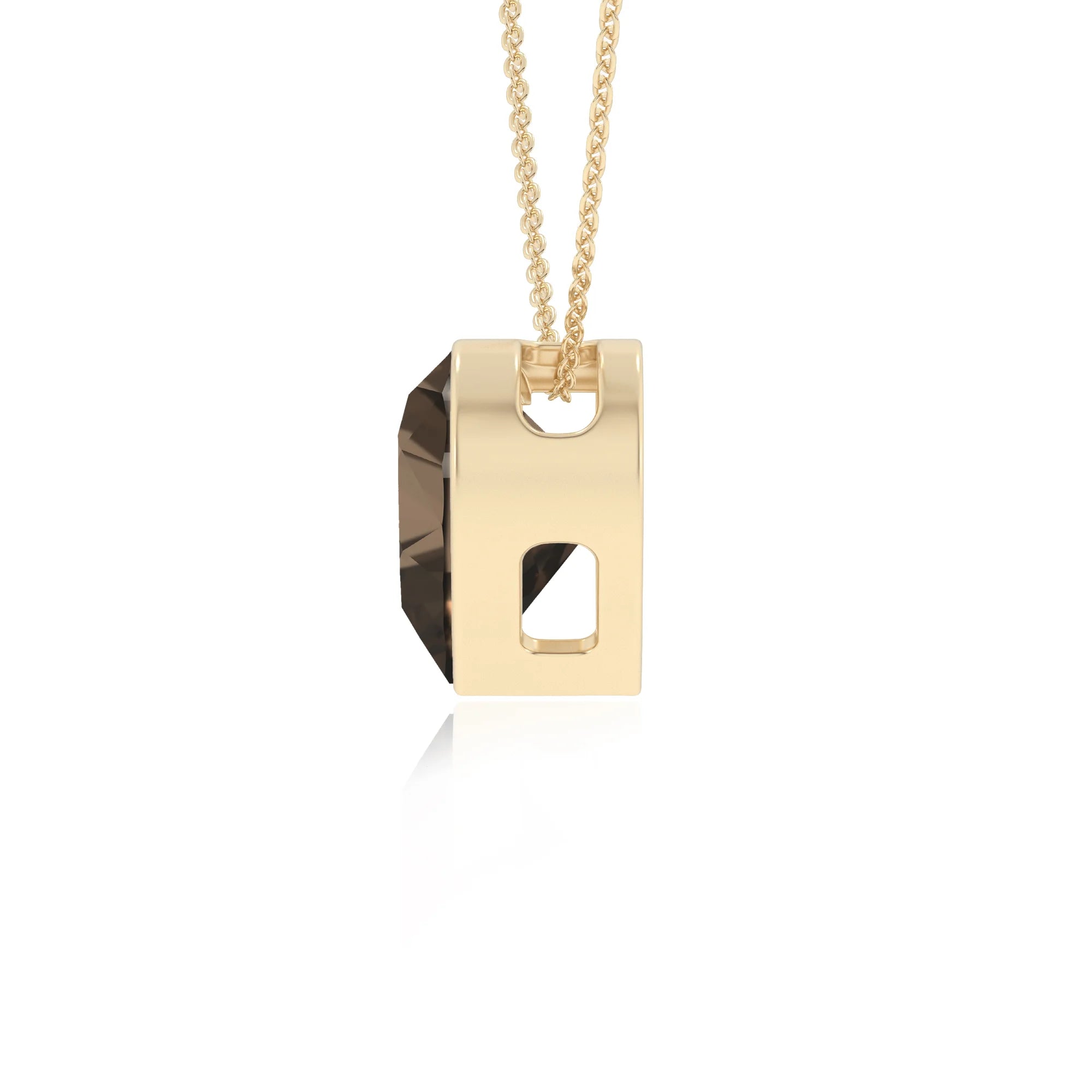 natural smoky-quartz heart solitaire necklaces in yellow gold 