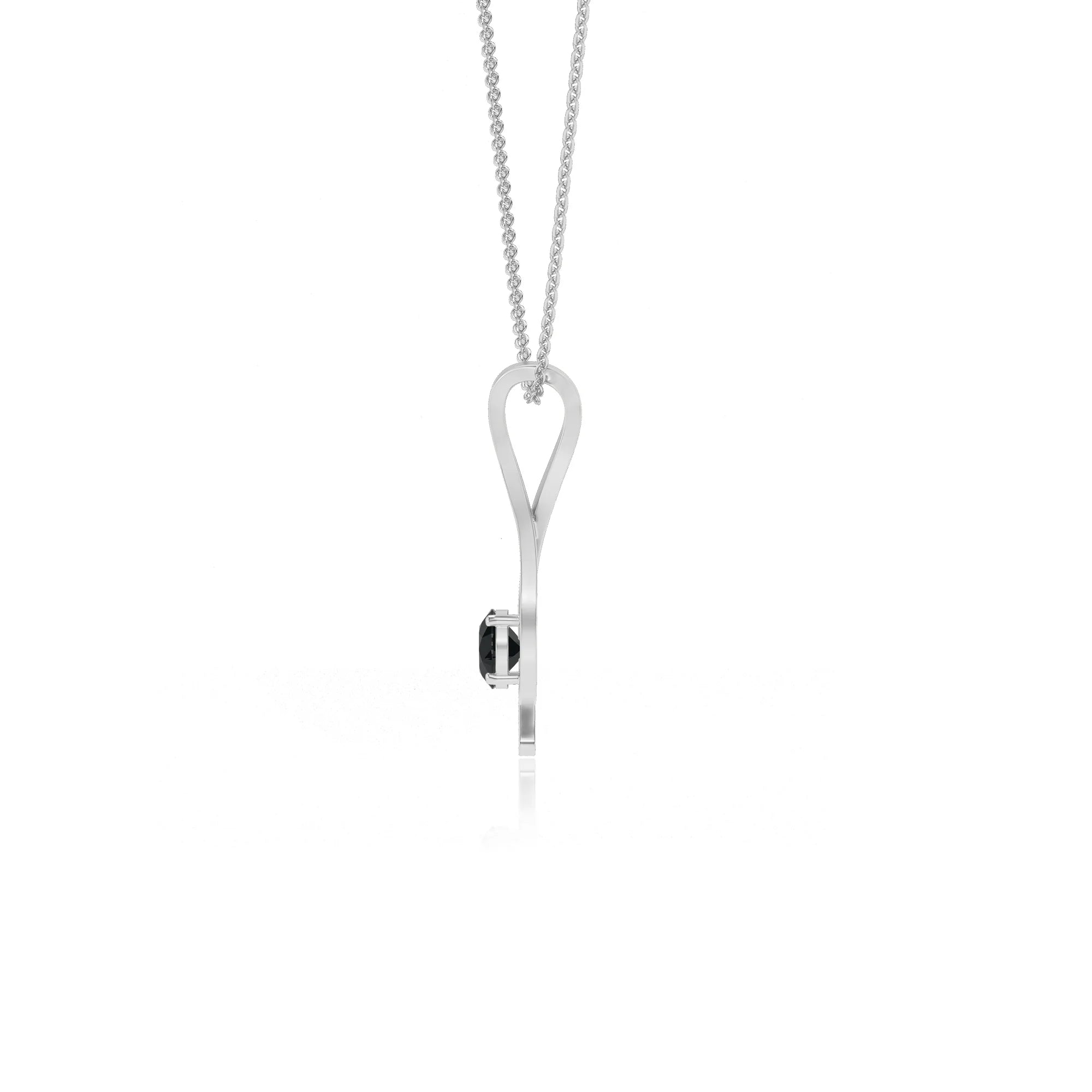 natural black-onyx round solitaire necklaces in white gold 