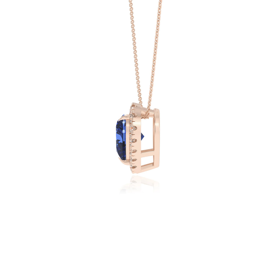 lab grown blue sapphire heart solitaire necklaces in rose gold 