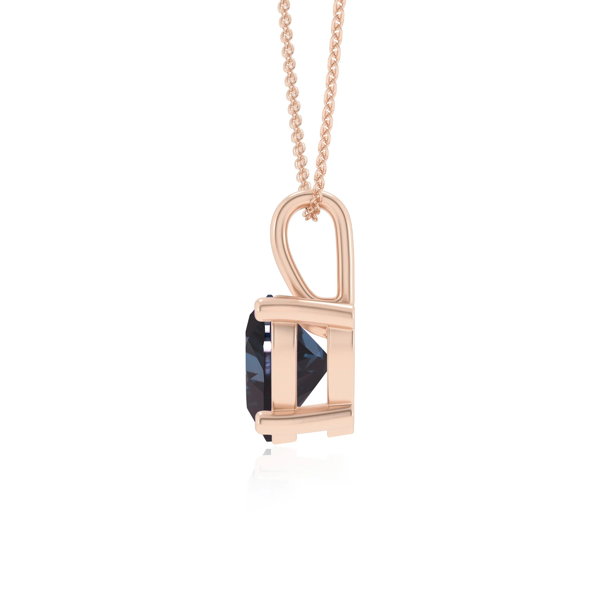 lab grown alexandrite heart solitaire necklaces in rose gold 