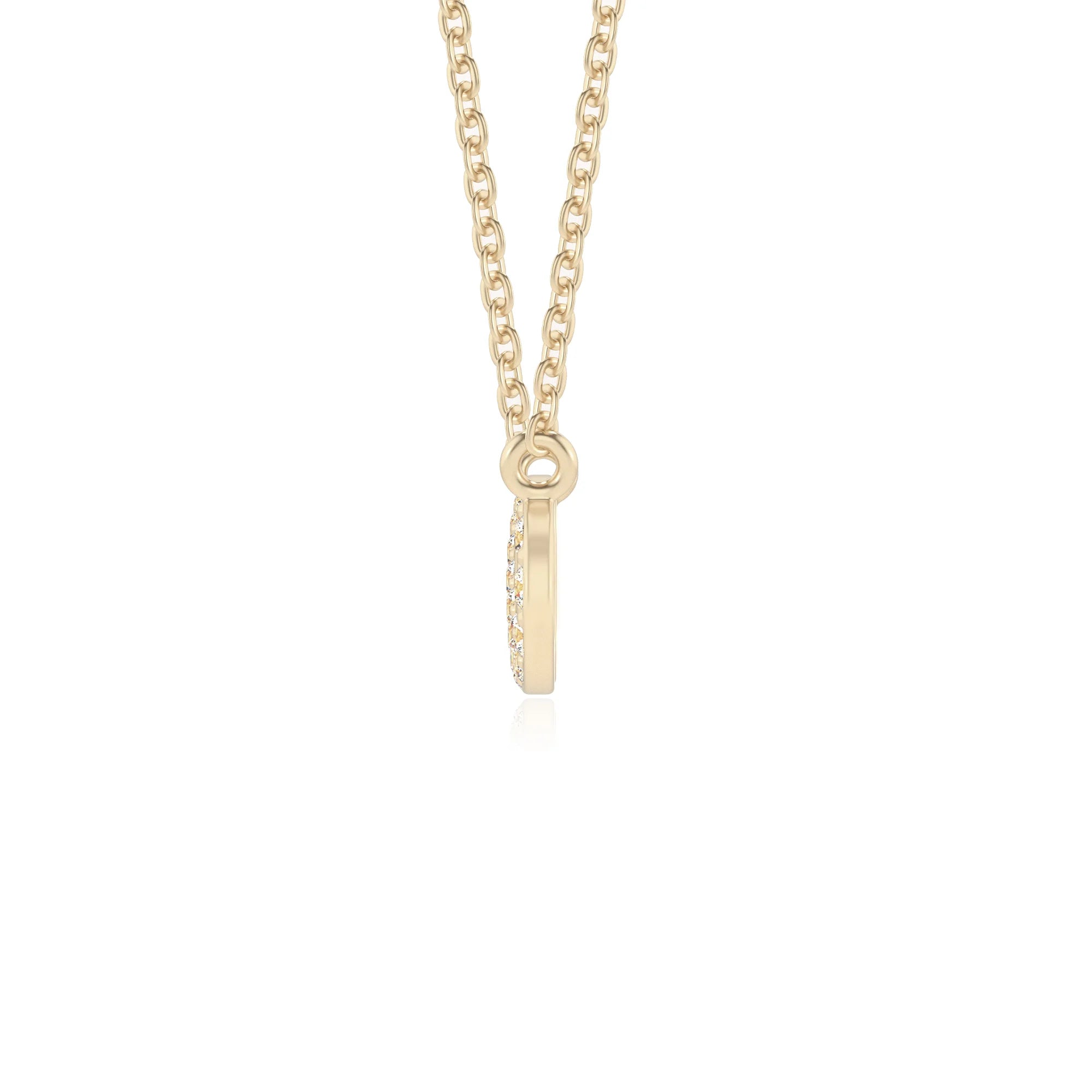 lab grown moissanite round infinity v-bale necklaces in yellow gold 